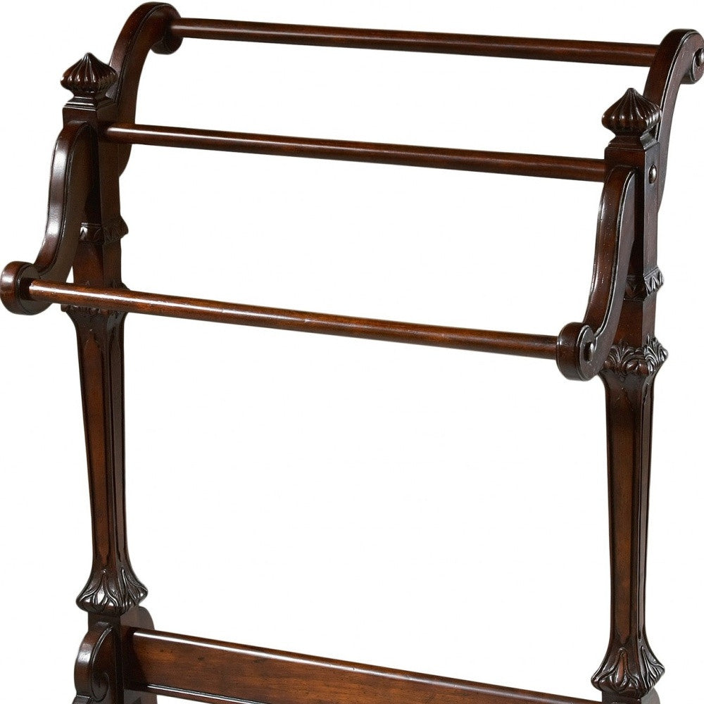29" Deep Cherry Wood Blanket Stand-Blanket Racks and Ladders-DECOROLALA