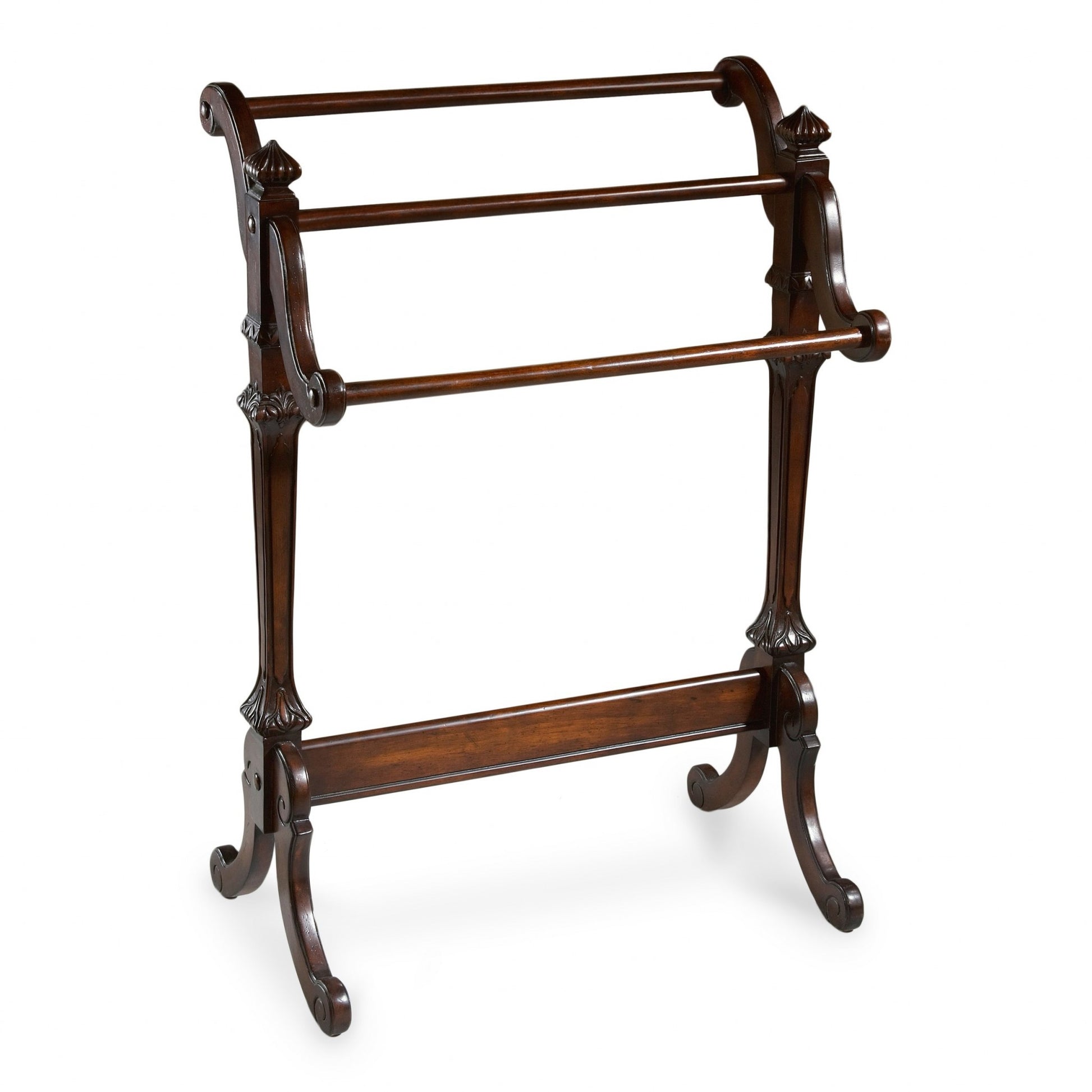 29" Deep Cherry Wood Blanket Stand-Blanket Racks and Ladders-DECOROLALA