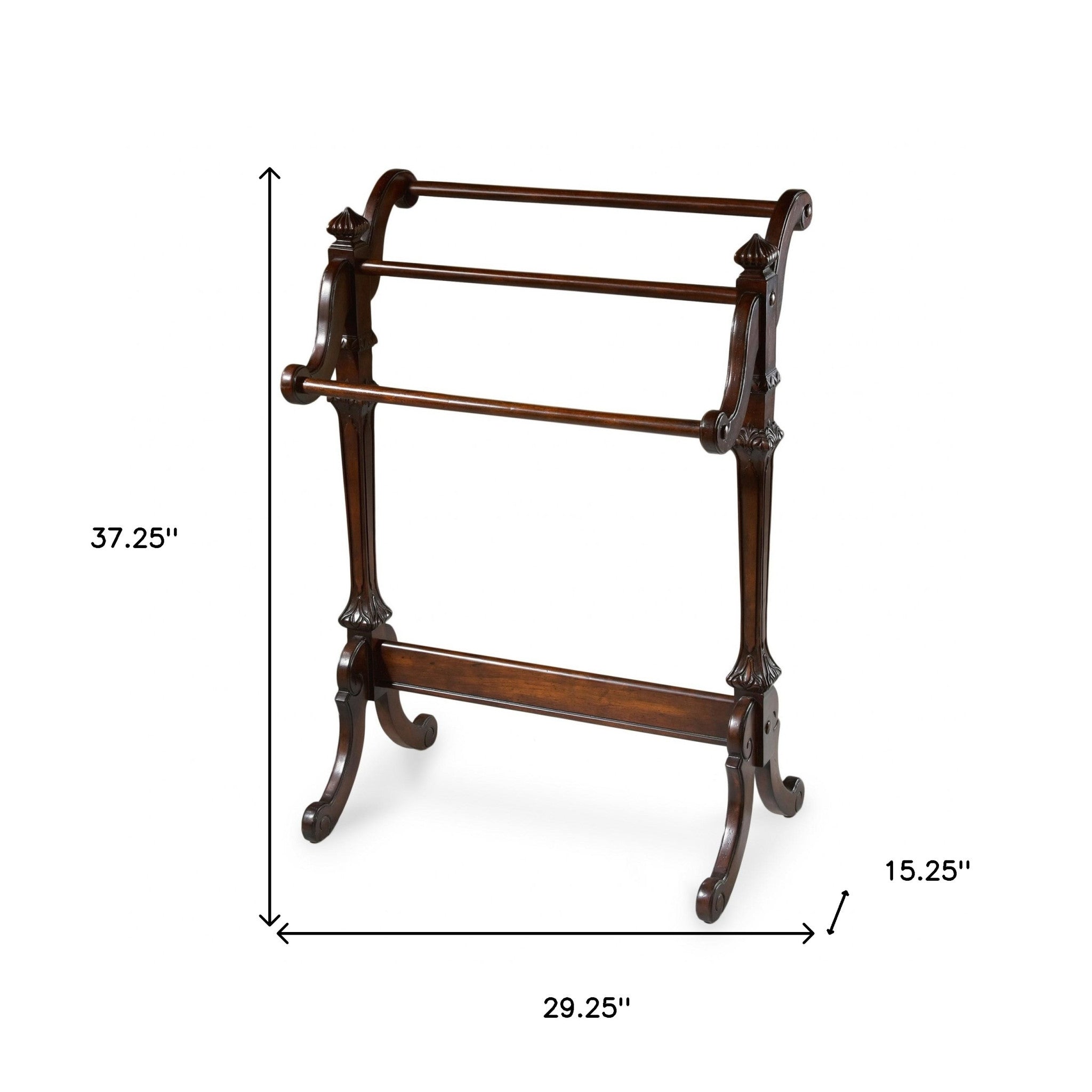 29" Deep Cherry Wood Blanket Stand-Blanket Racks and Ladders-DECOROLALA
