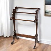 29" Deep Cherry Wood Blanket Stand-Blanket Racks and Ladders-DECOROLALA