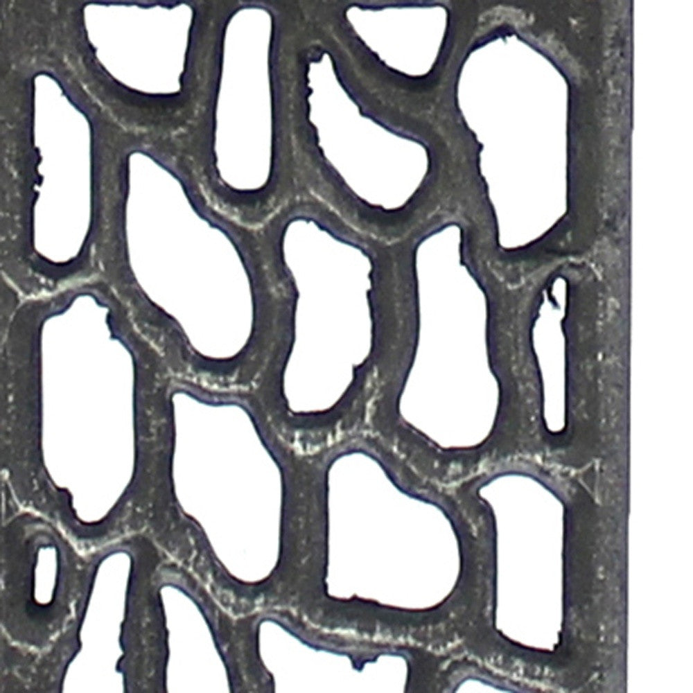 29" Distressed Black Metal Bedside Lamp With Beige Shade-Table Lamps-DECOROLALA