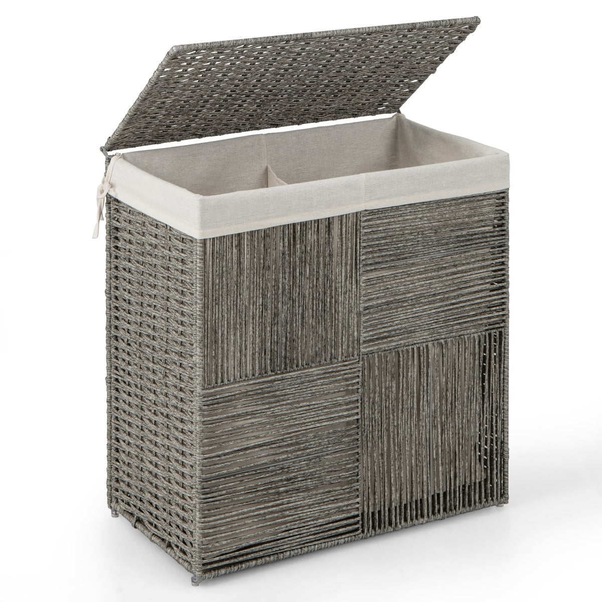 29 Gallons Laundry Hamper with Convenient Handles and Removable Liner Bag-Gray-Laundry Baskets-DECOROLALA