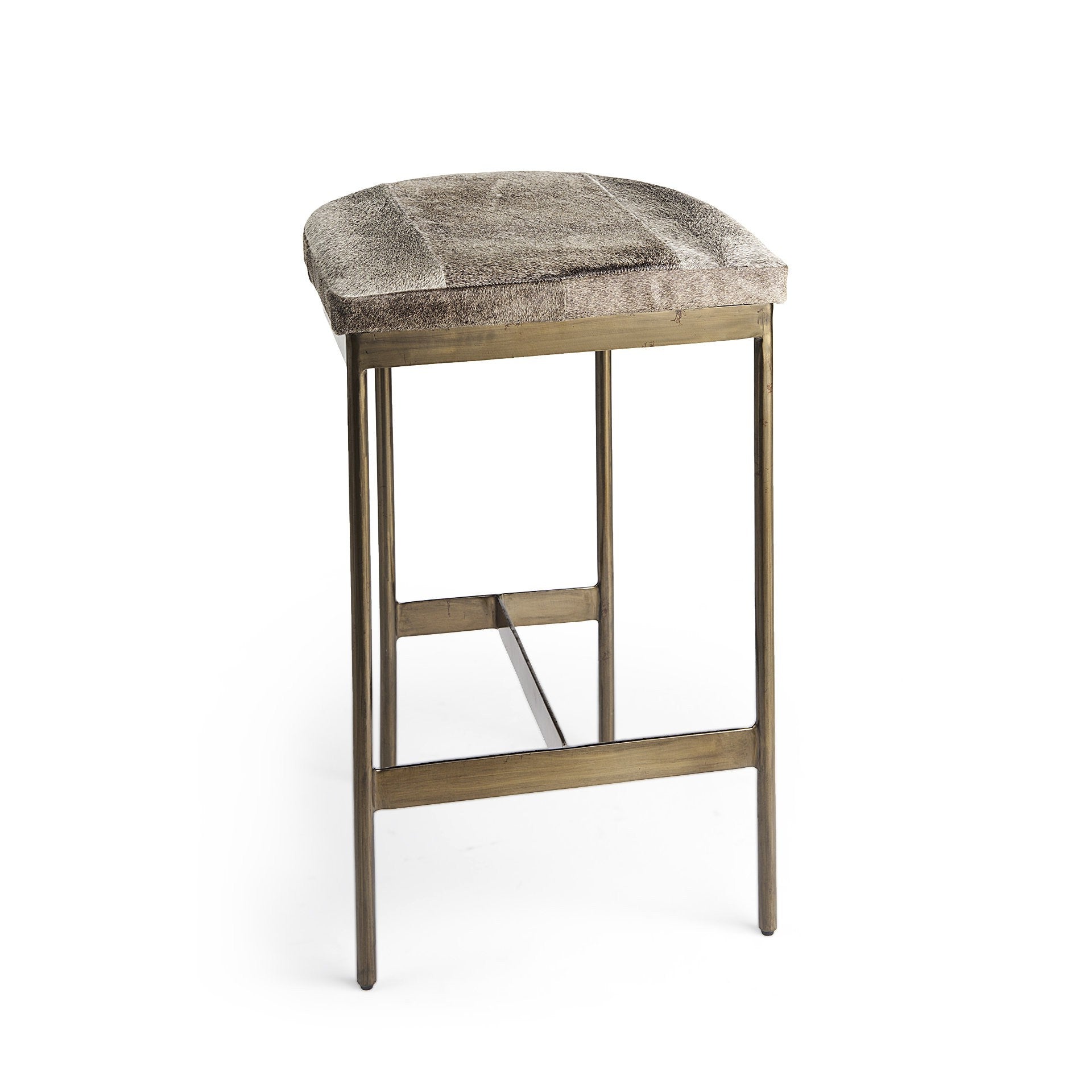 29" Gray Iron Backless Bar Chair-Bar Chairs-DECOROLALA