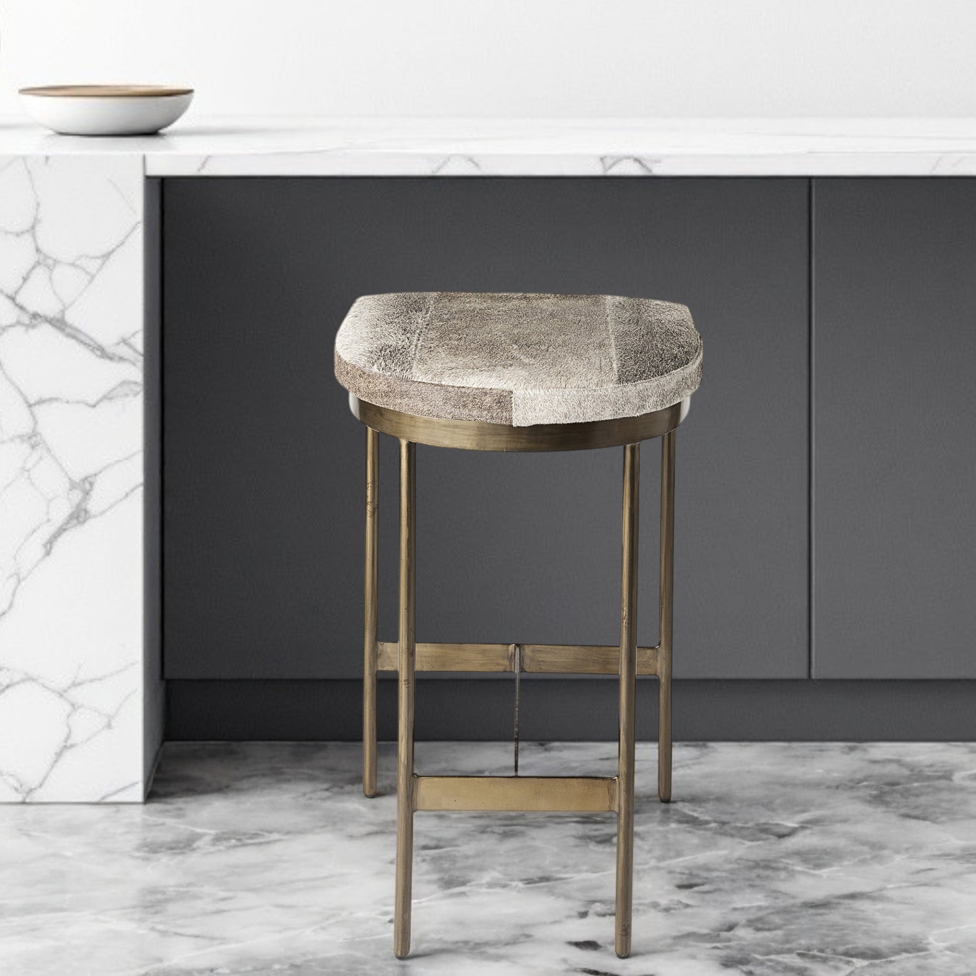 29" Gray Iron Backless Bar Chair-Bar Chairs-DECOROLALA