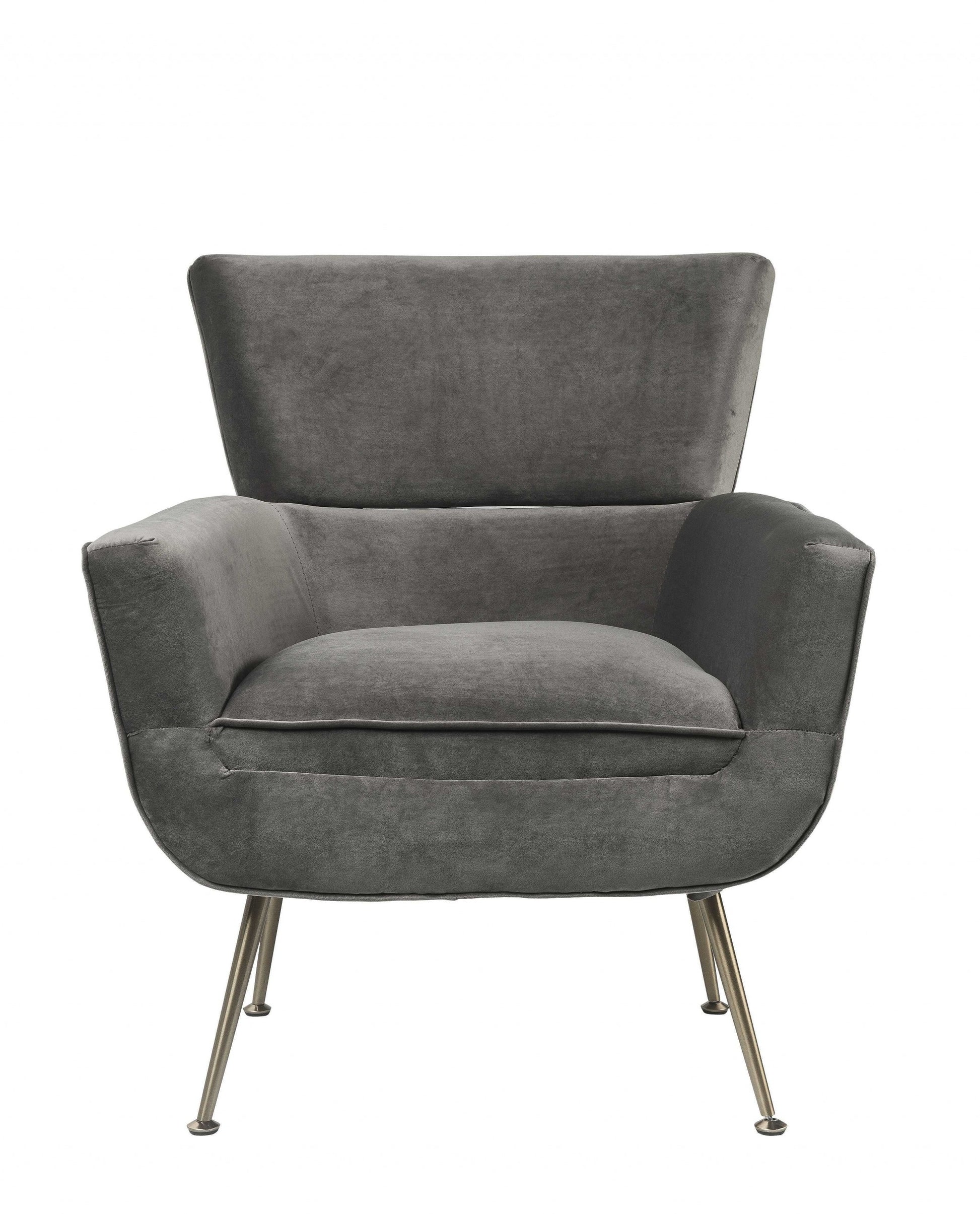 29" Gray Velvet Arm Chair-Accent Chairs-DECOROLALA