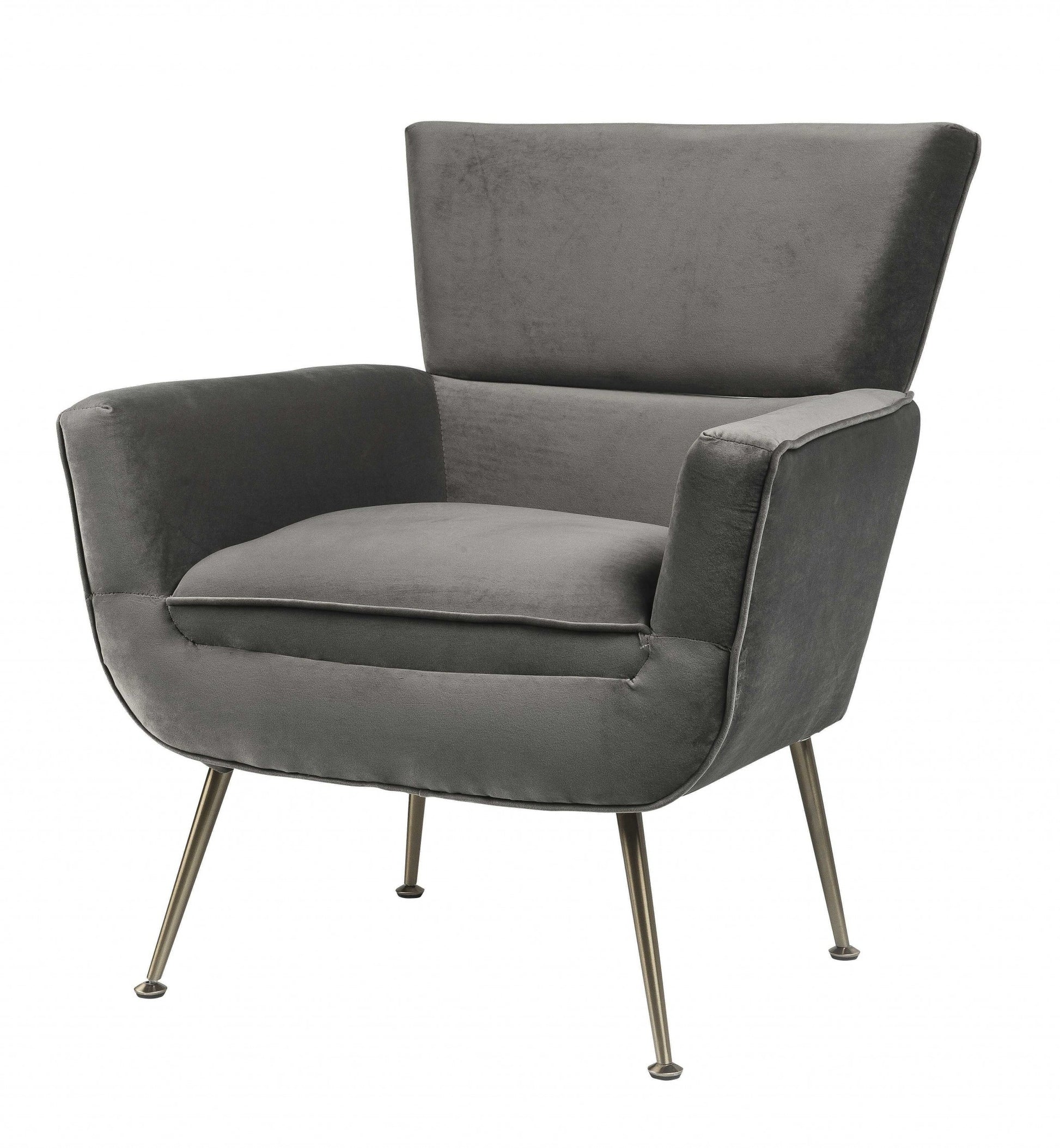 29" Gray Velvet Arm Chair-Accent Chairs-DECOROLALA