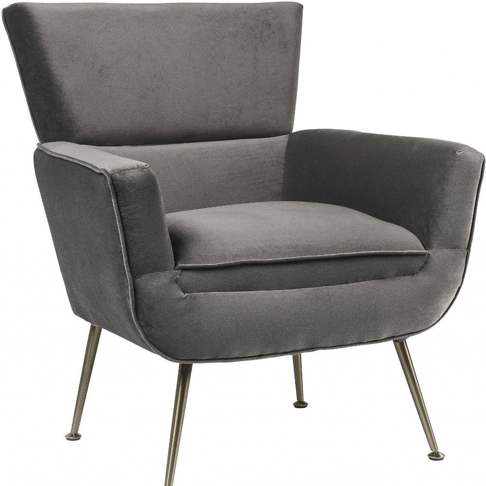 29" Gray Velvet Arm Chair-Accent Chairs-DECOROLALA