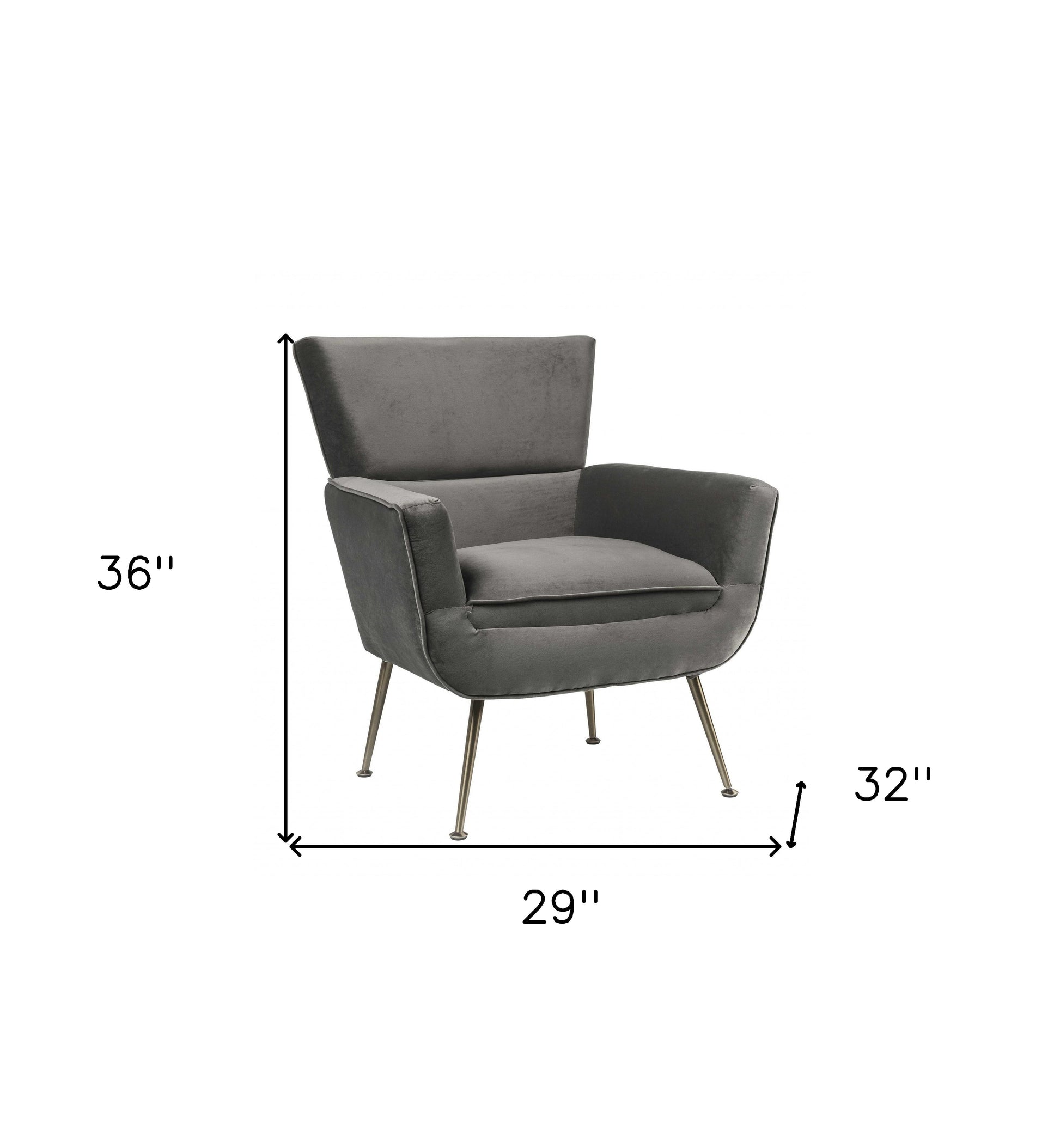 29" Gray Velvet Arm Chair-Accent Chairs-DECOROLALA