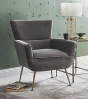 29" Gray Velvet Arm Chair-Accent Chairs-DECOROLALA