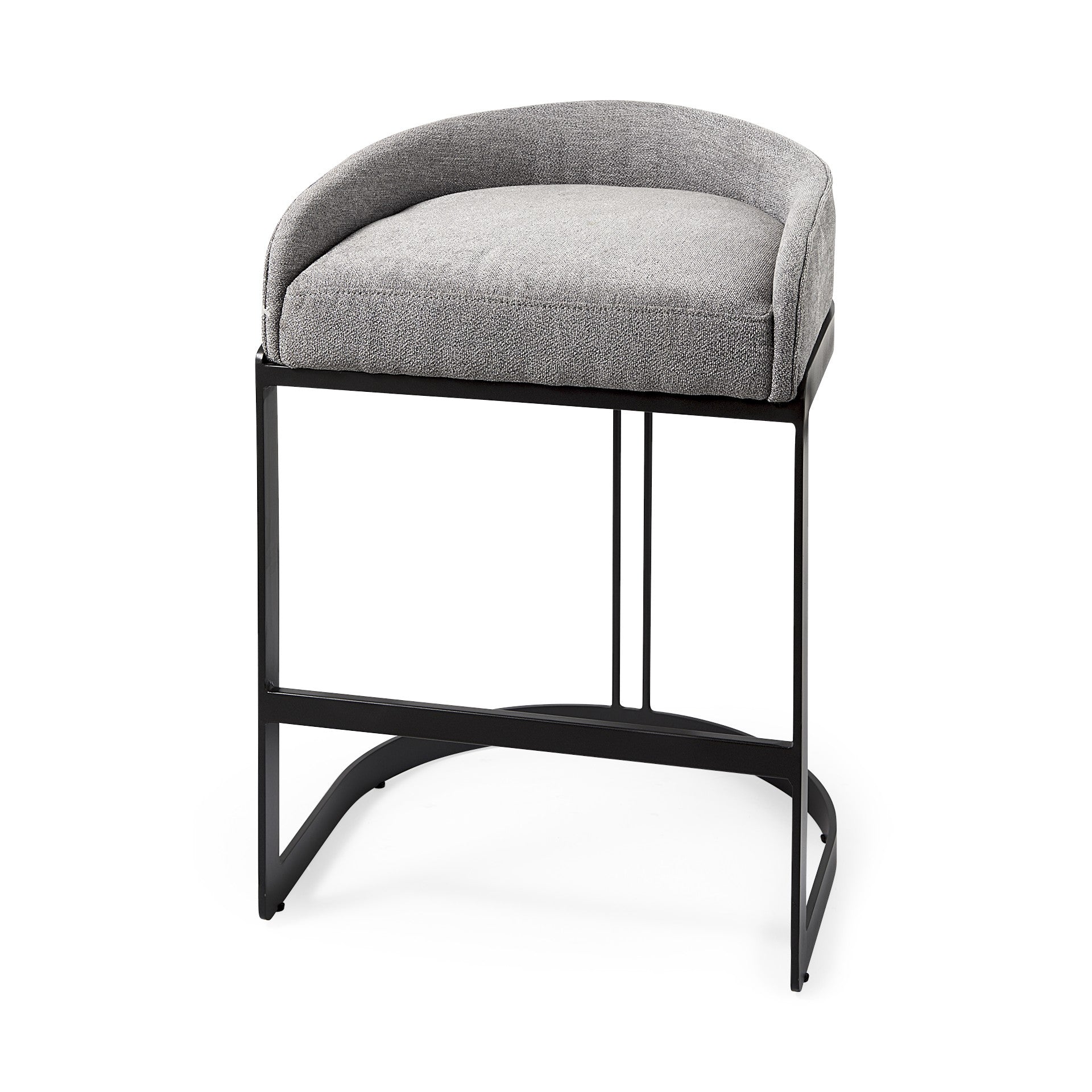 29" Gray and Black Fabric and Metal Low Back Bar Chair-Bar Chairs-DECOROLALA