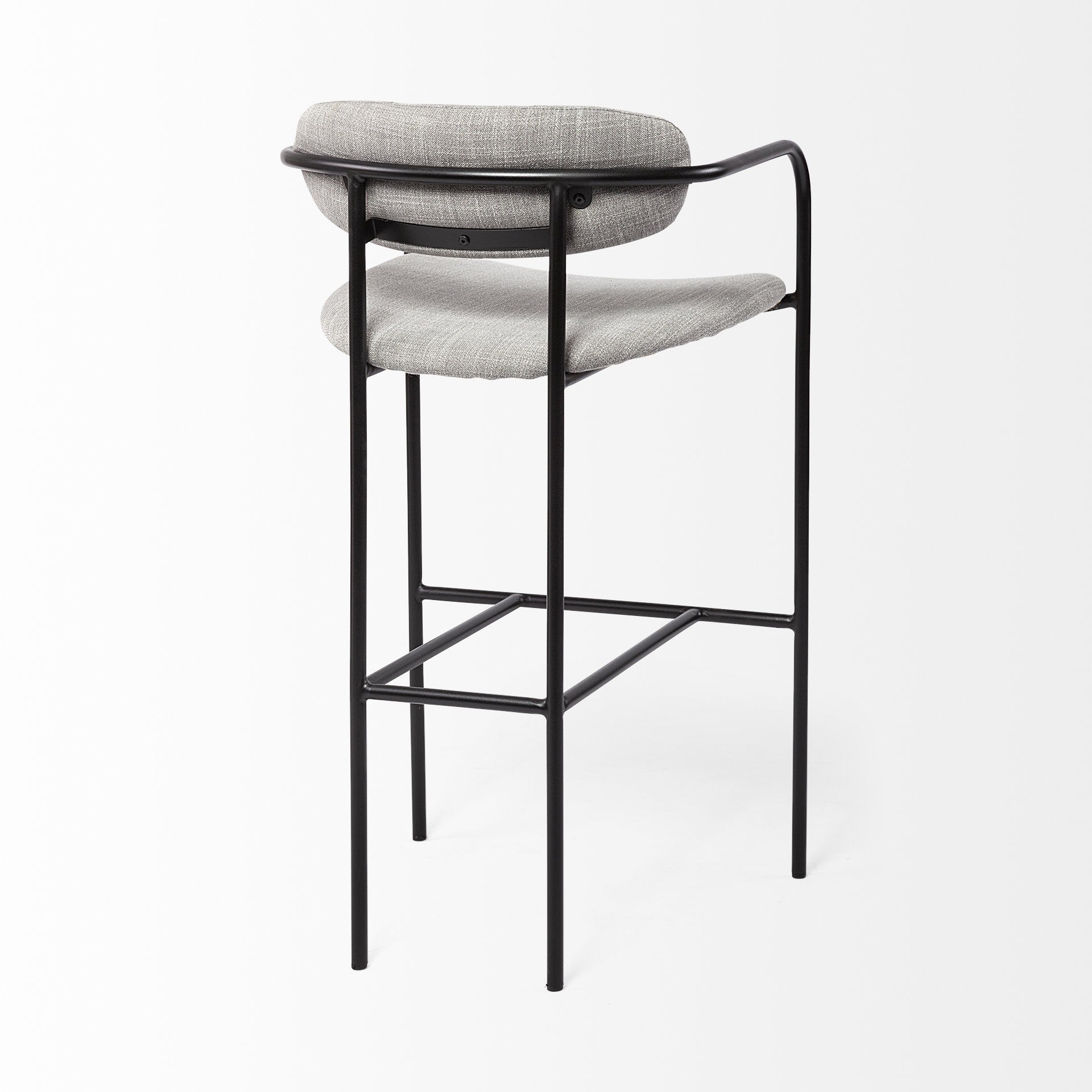 29" Gray and Black Fabric and Steel Bar Chair-Bar Chairs-DECOROLALA