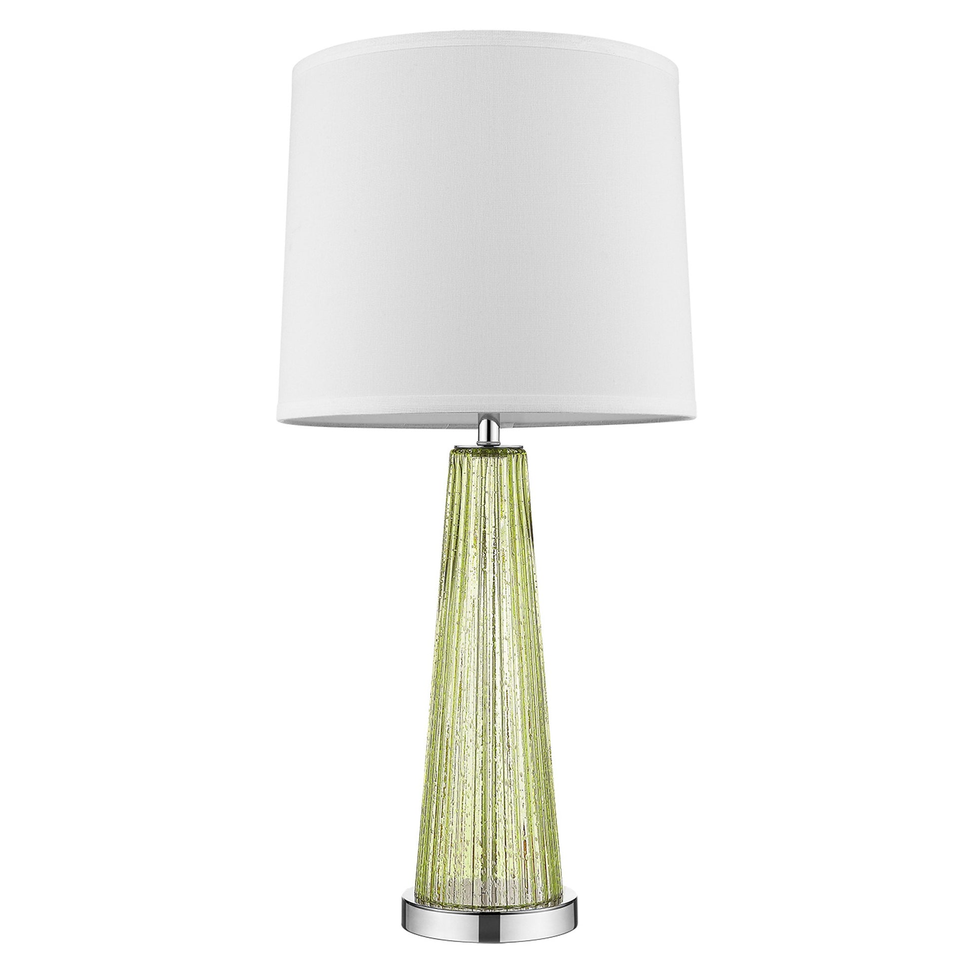 29" Green Glass Buffet Lamp With Off White Empire Shade-Table Lamps-DECOROLALA