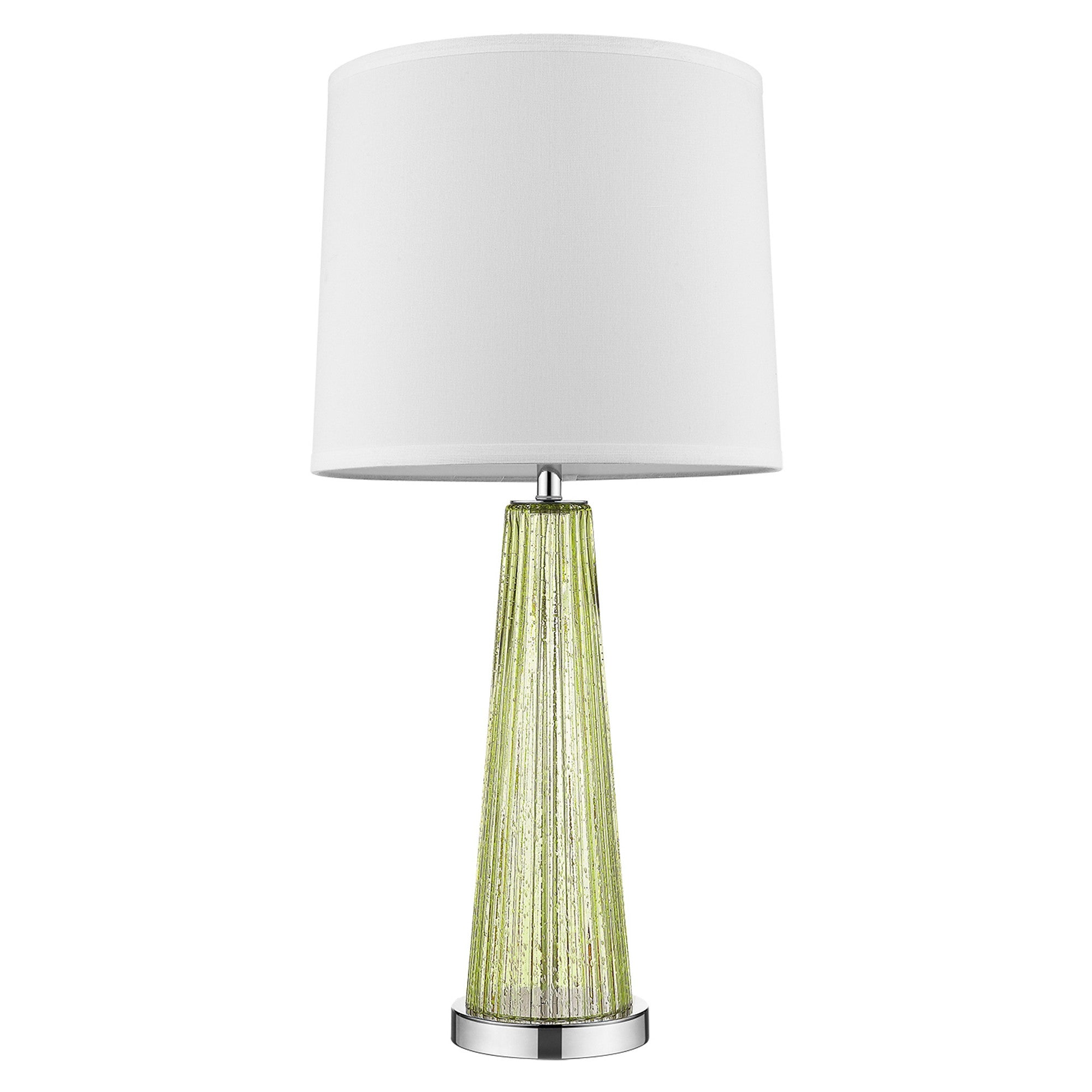 29" Green Glass Buffet Lamp With Off White Empire Shade-Table Lamps-DECOROLALA