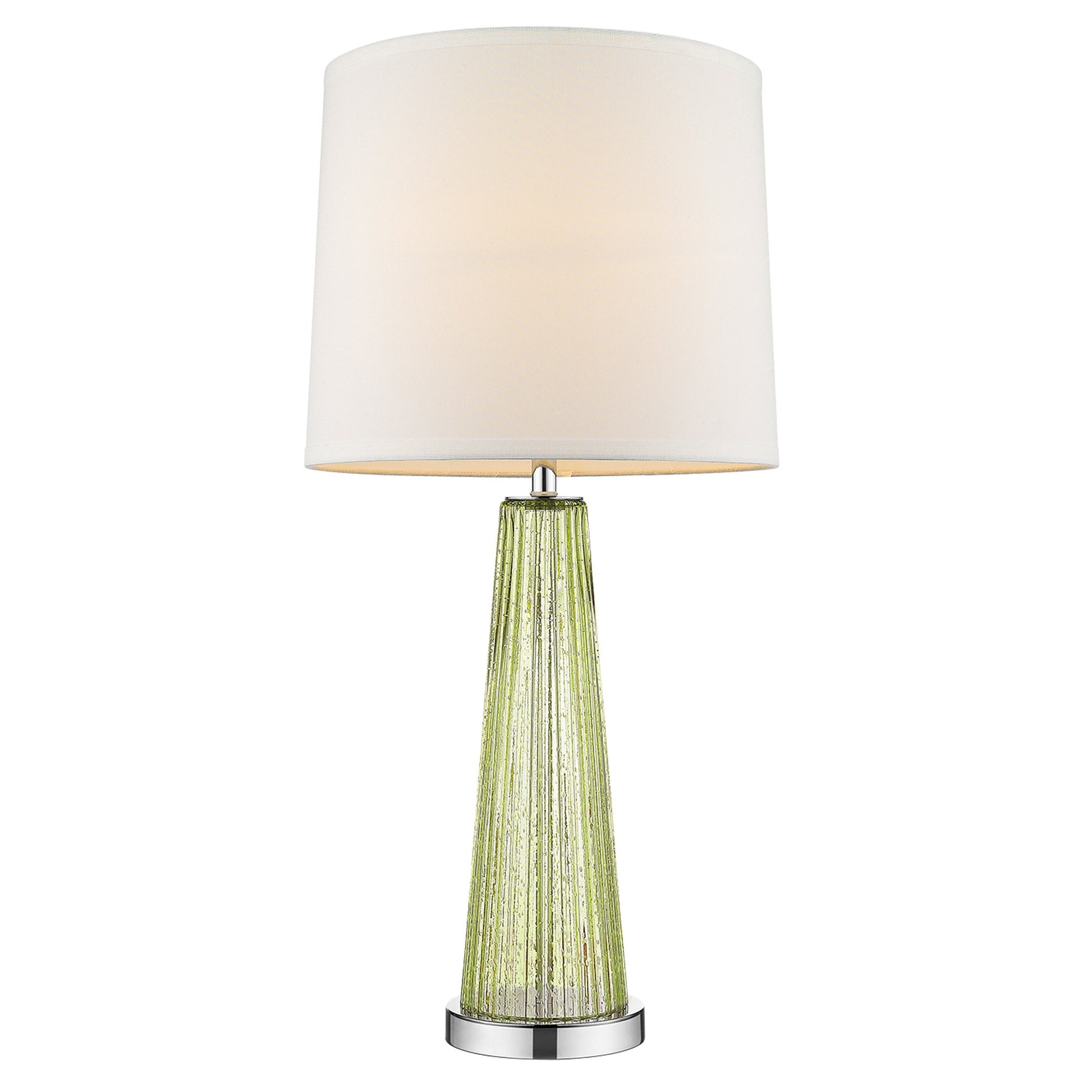29" Green Glass Buffet Lamp With Off White Empire Shade-Table Lamps-DECOROLALA