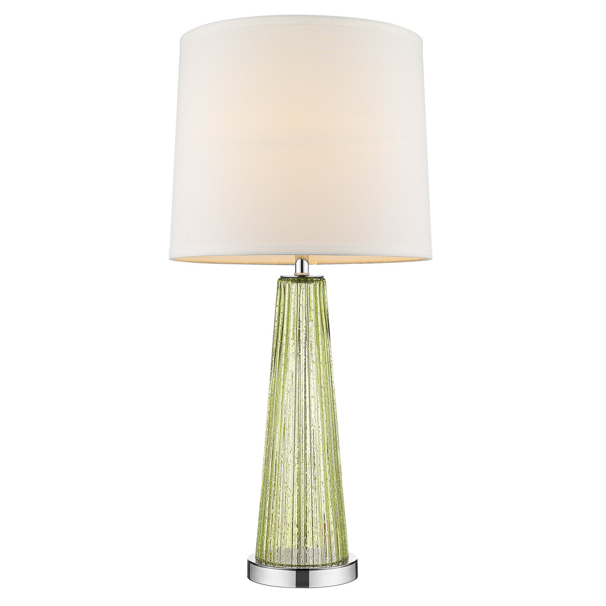 29" Green Glass Buffet Lamp With Off White Empire Shade-Table Lamps-DECOROLALA