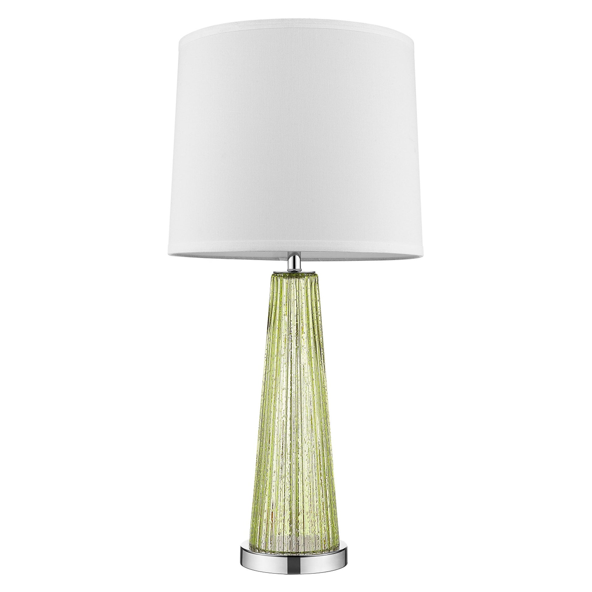 29" Green Glass Buffet Lamp With Off White Empire Shade-Table Lamps-DECOROLALA