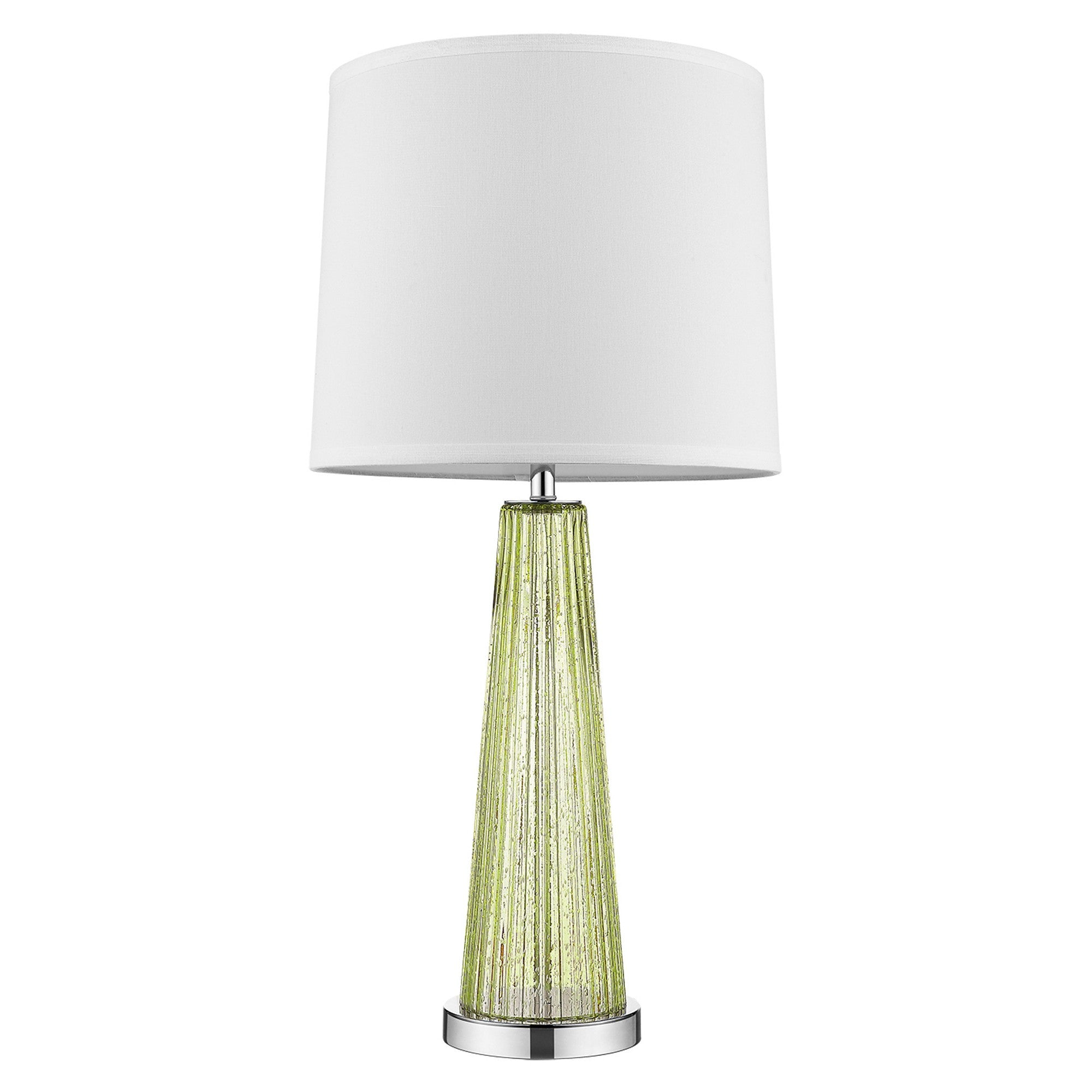 29" Green Glass Buffet Lamp With Off White Empire Shade-Table Lamps-DECOROLALA