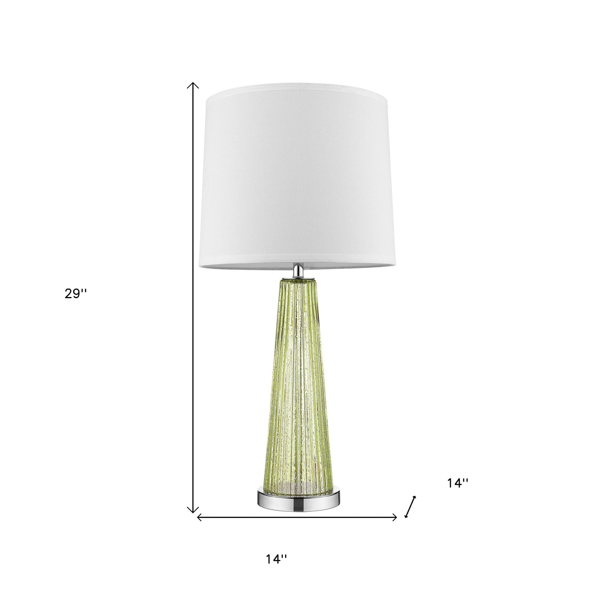 29" Green Glass Buffet Lamp With Off White Empire Shade-Table Lamps-DECOROLALA
