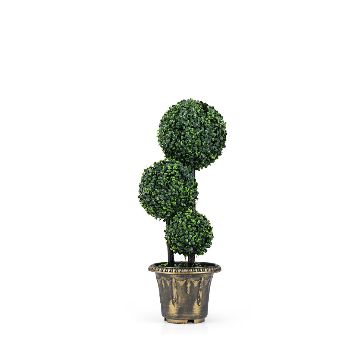 29 Inches Artificial Boxwood Topiary Tree Triple Ball Shrubs-Artificial Plants-DECOROLALA