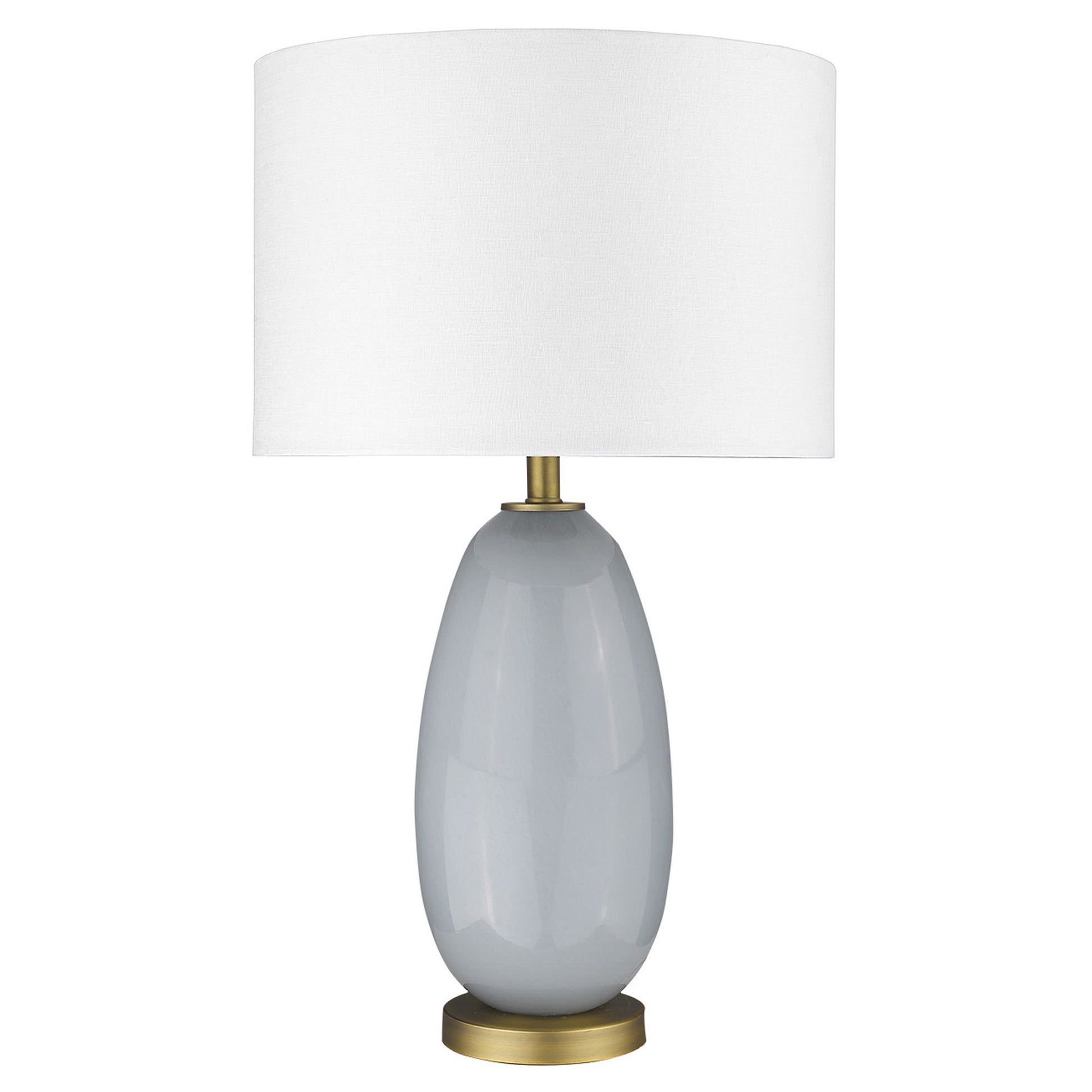 29" Light Gray Glass Table Lamp With White Drum Shade-Table Lamps-DECOROLALA