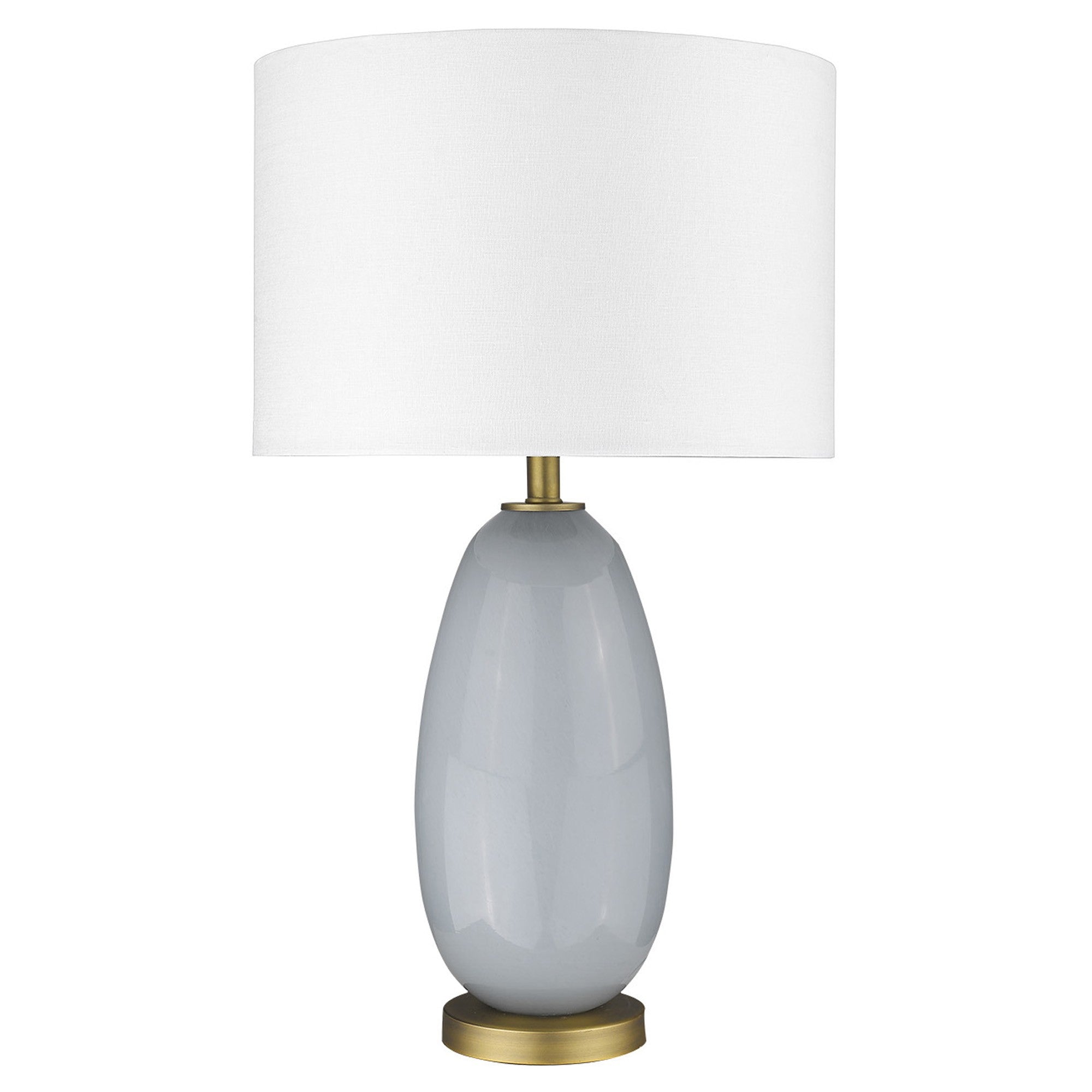 29" Light Gray Glass Table Lamp With White Drum Shade-Table Lamps-DECOROLALA