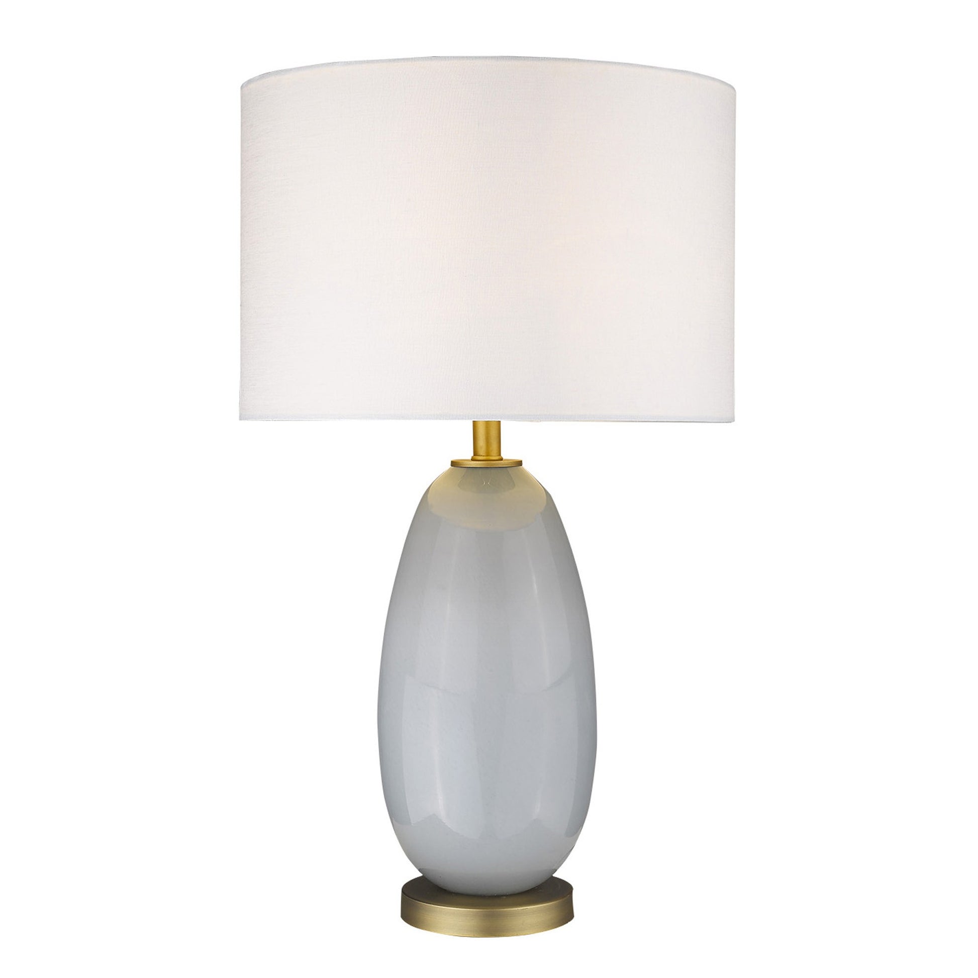 29" Light Gray Glass Table Lamp With White Drum Shade-Table Lamps-DECOROLALA