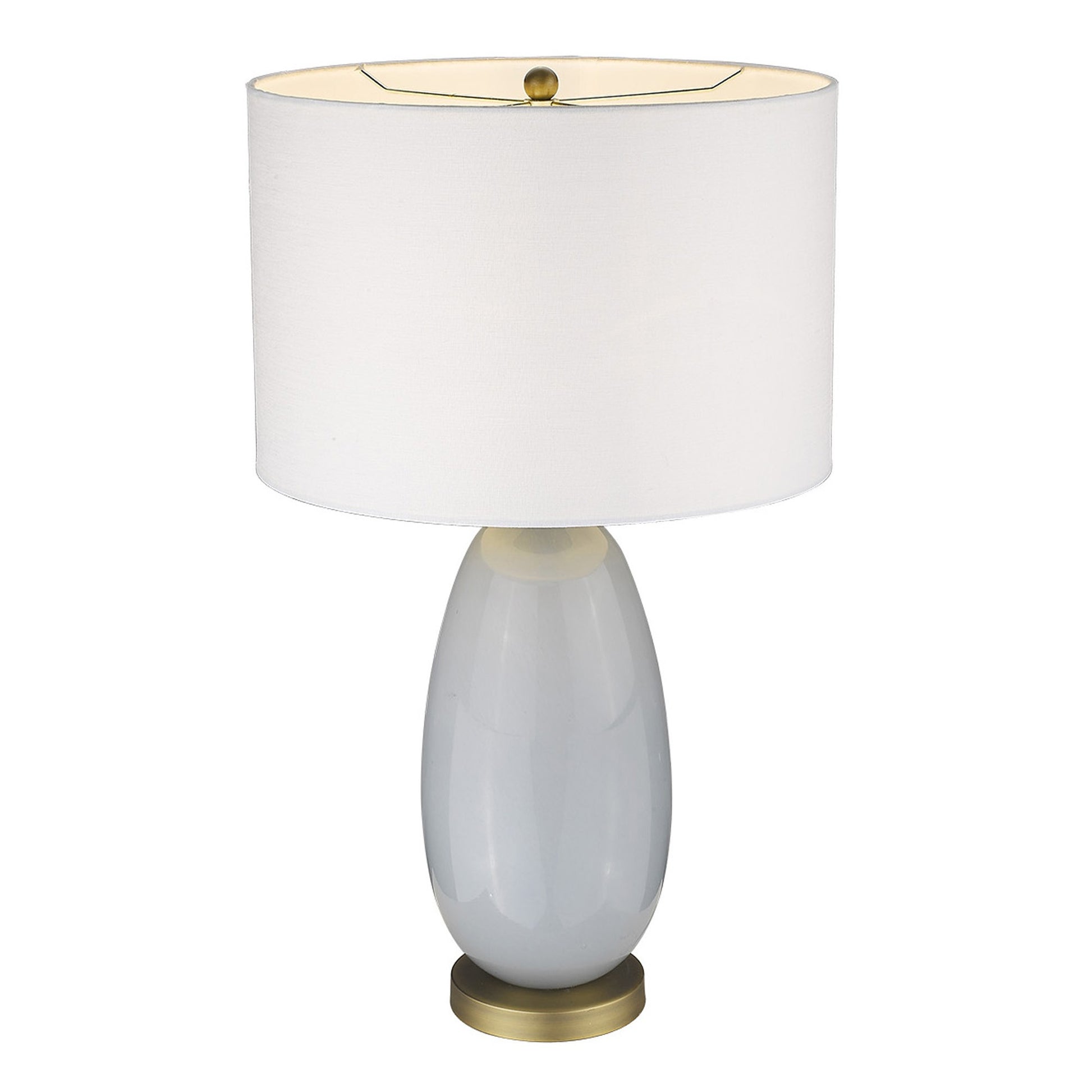 29" Light Gray Glass Table Lamp With White Drum Shade-Table Lamps-DECOROLALA
