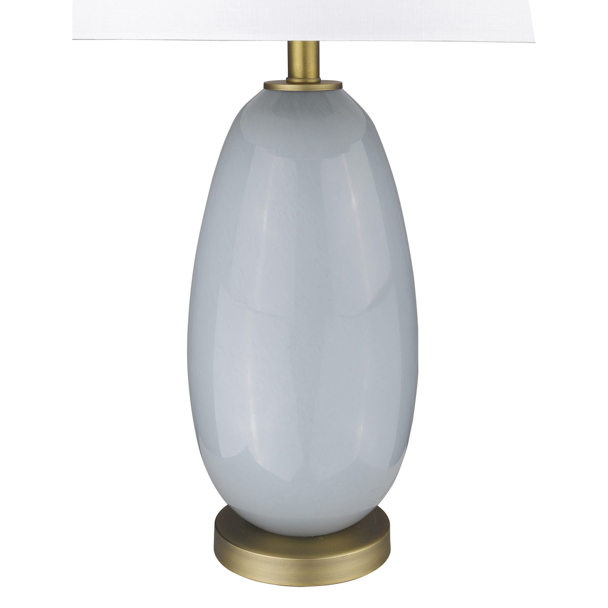29" Light Gray Glass Table Lamp With White Drum Shade-Table Lamps-DECOROLALA