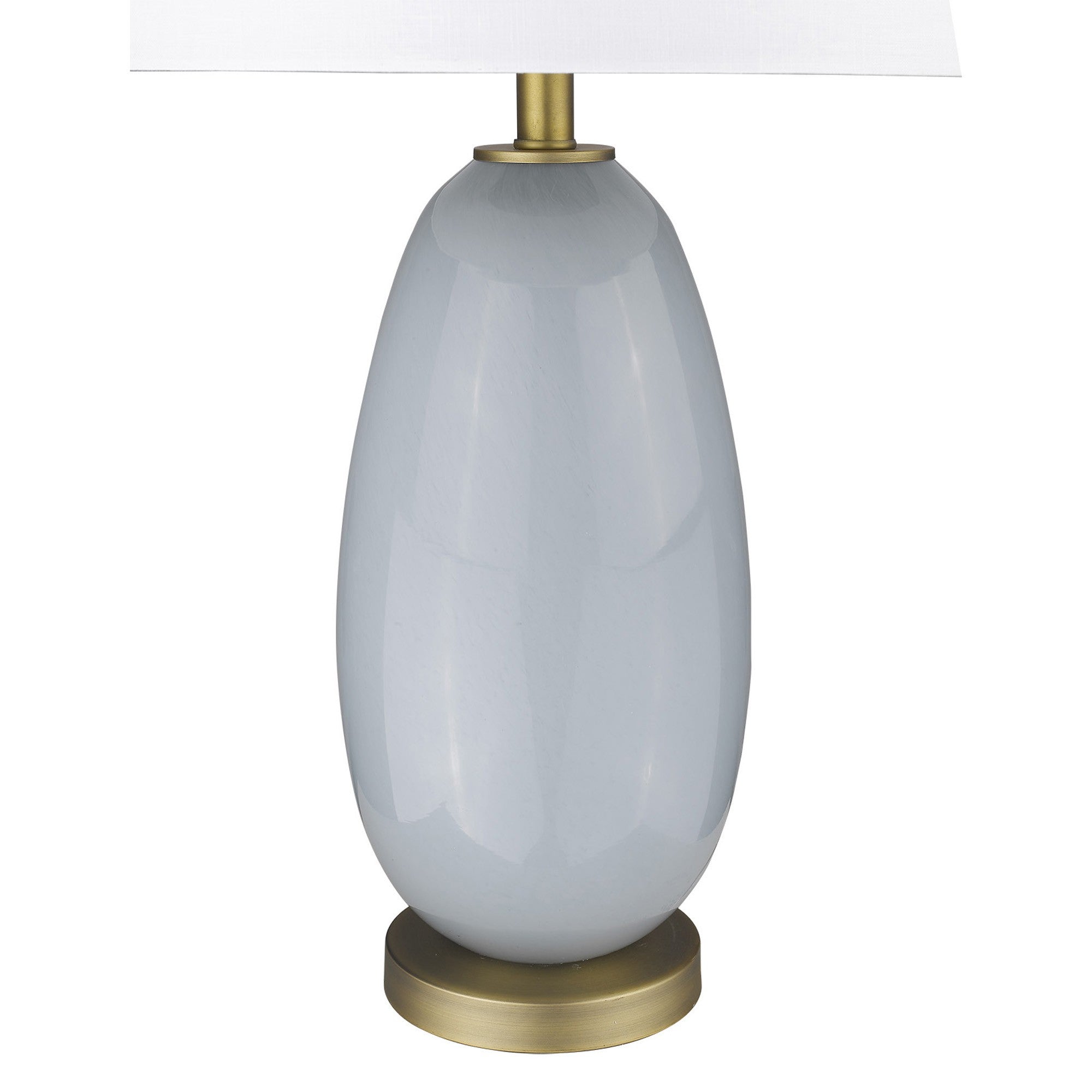 29" Light Gray Glass Table Lamp With White Drum Shade-Table Lamps-DECOROLALA
