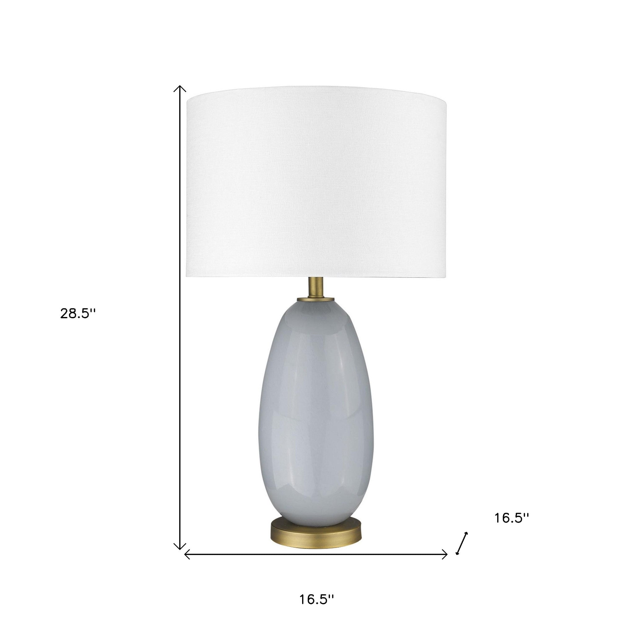 29" Light Gray Glass Table Lamp With White Drum Shade-Table Lamps-DECOROLALA