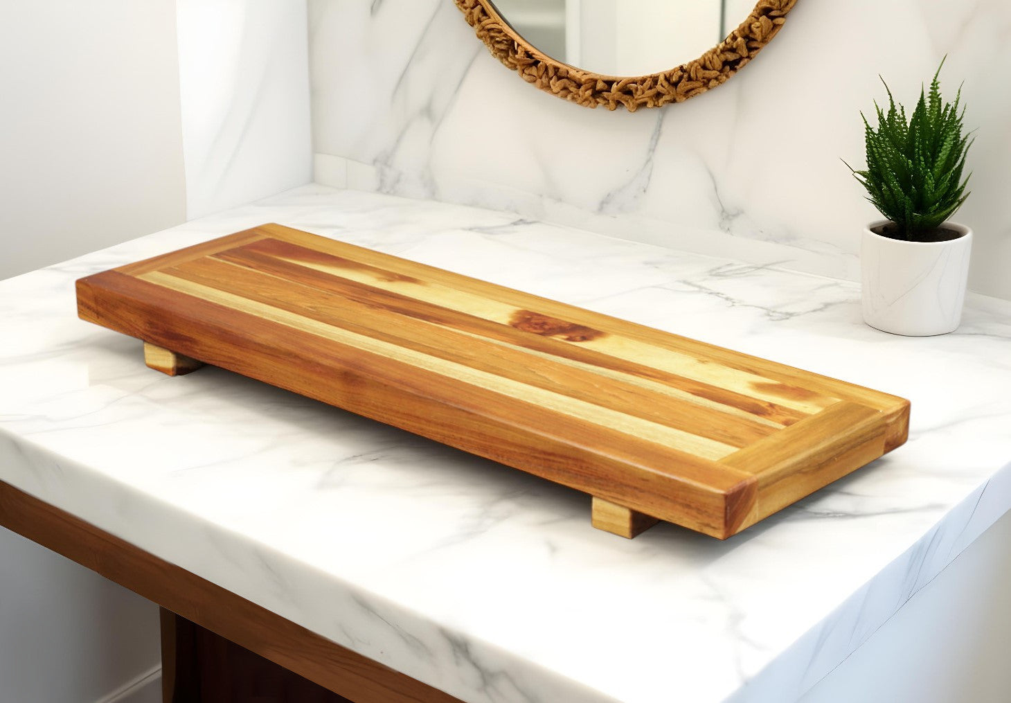 29" Natural Teak Wood Bath Tray And Seat-Shower Benches-DECOROLALA