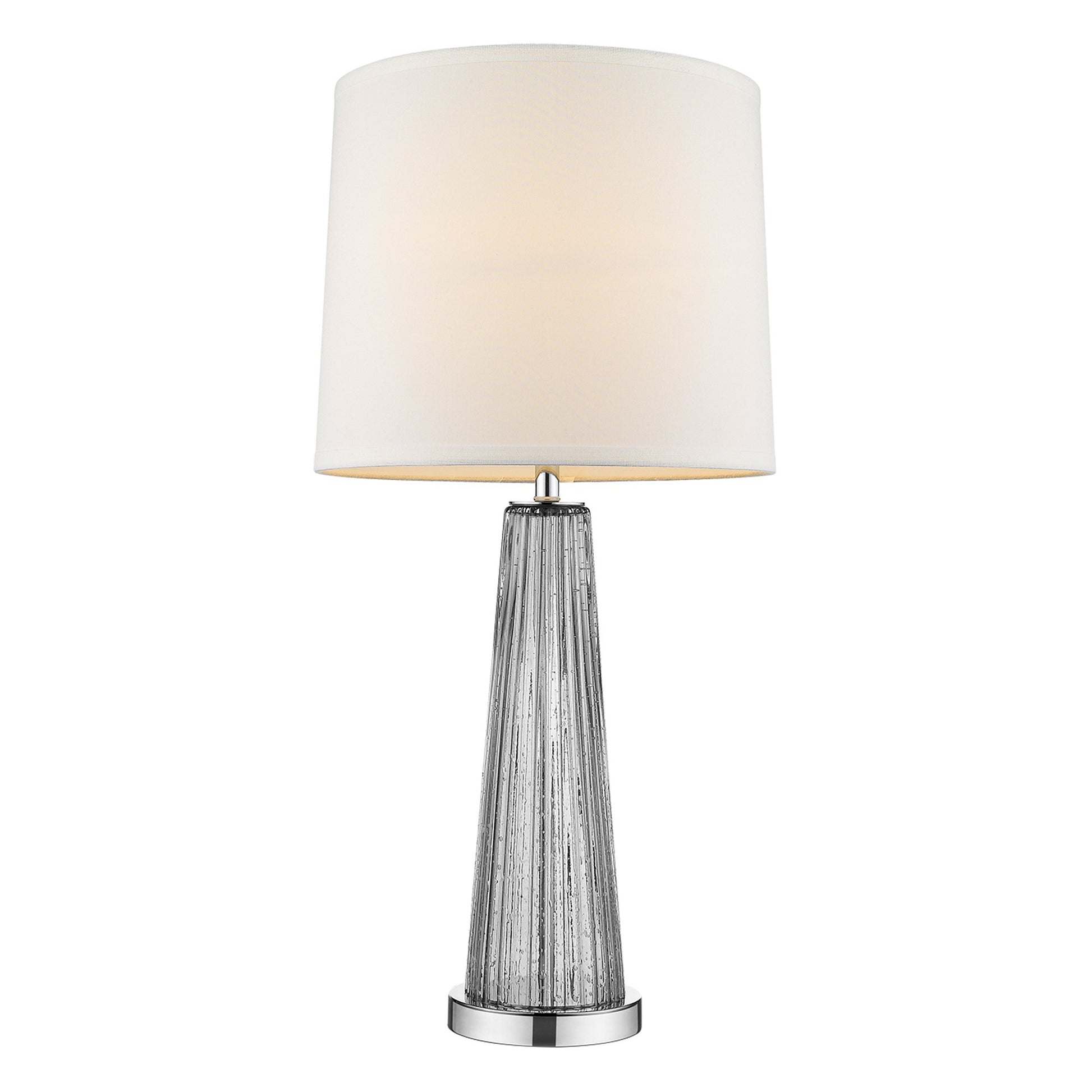 29" Silver Glass Buffet Lamp With Off White Empire Shade-Table Lamps-DECOROLALA