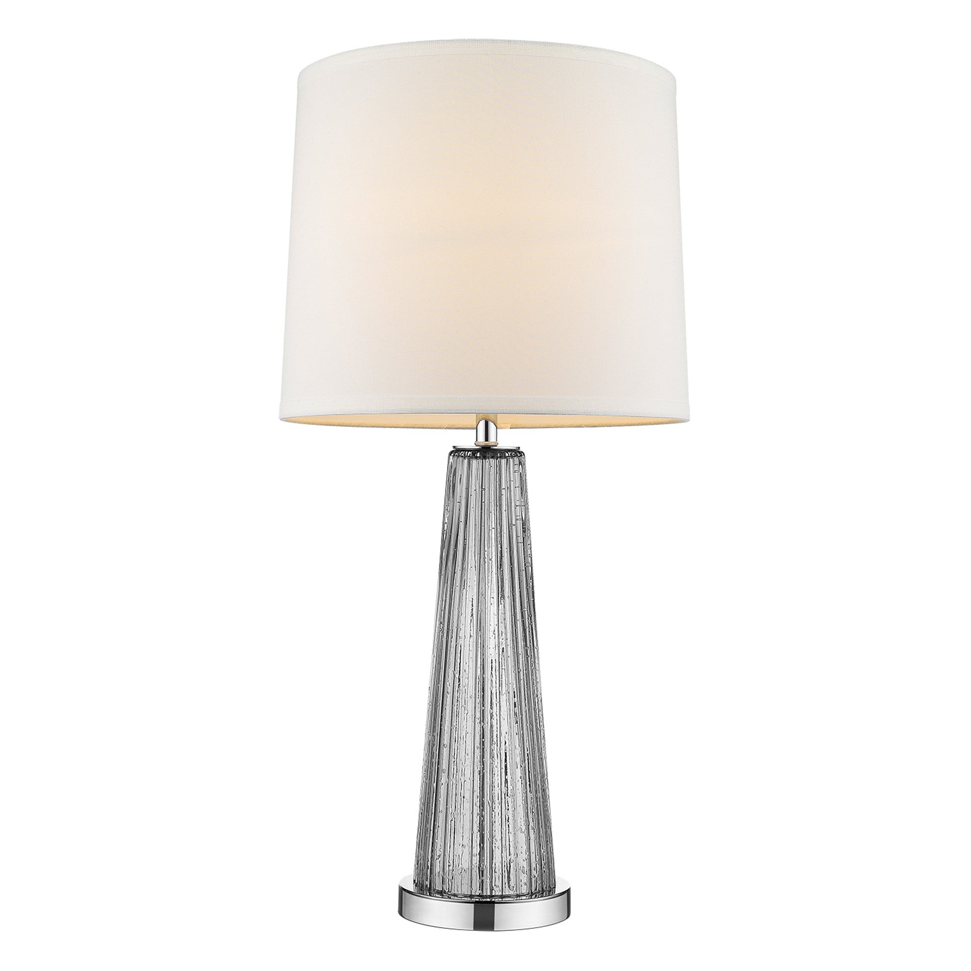 29" Silver Glass Buffet Lamp With Off White Empire Shade-Table Lamps-DECOROLALA