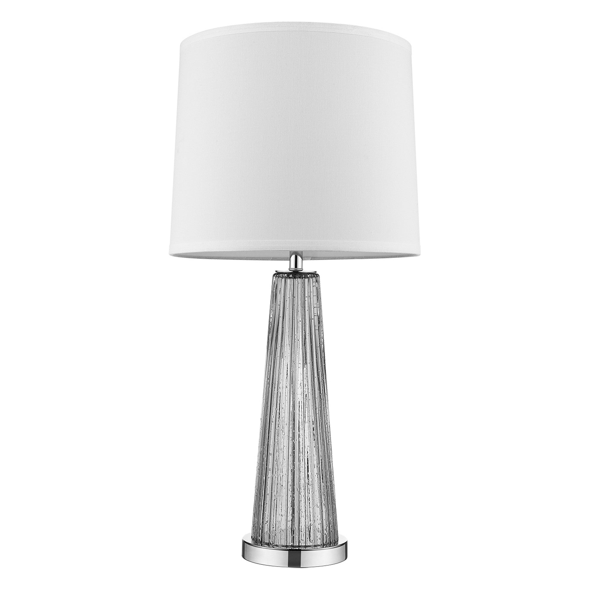 29" Silver Glass Buffet Lamp With Off White Empire Shade-Table Lamps-DECOROLALA