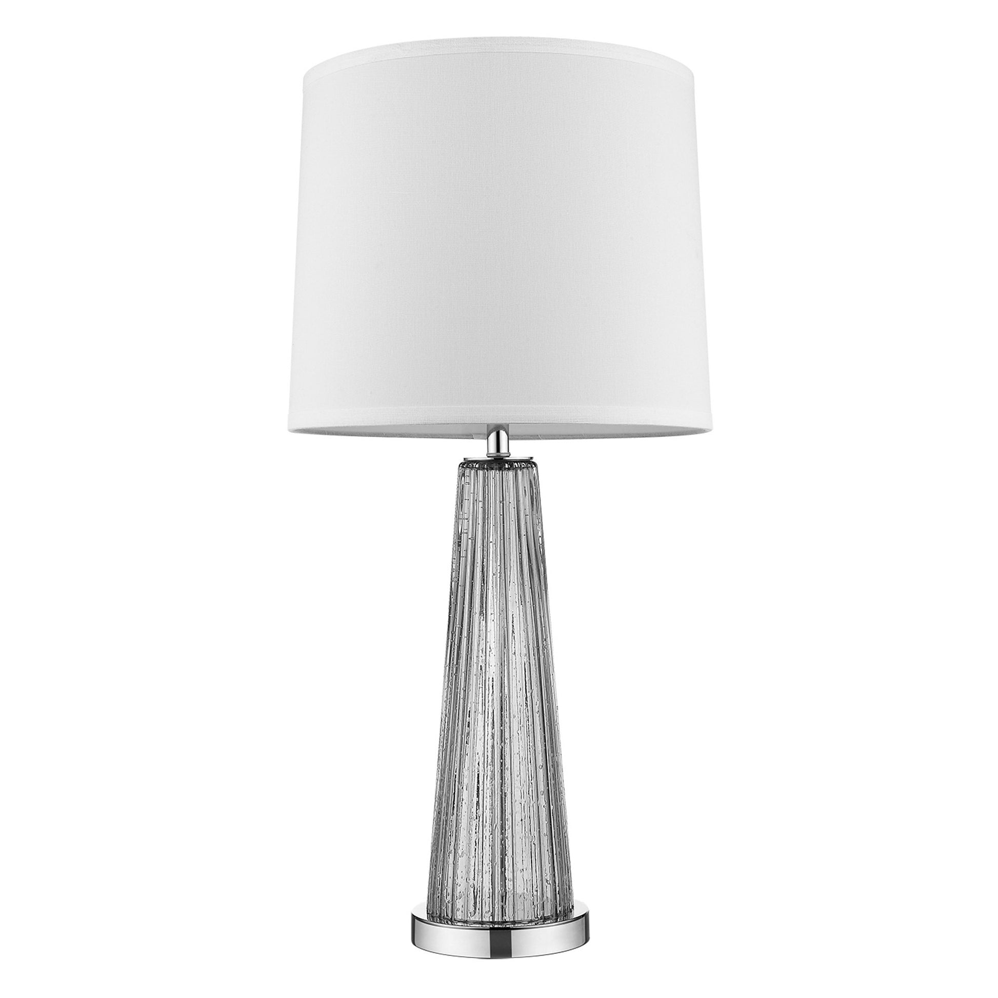 29" Silver Glass Buffet Lamp With Off White Empire Shade-Table Lamps-DECOROLALA