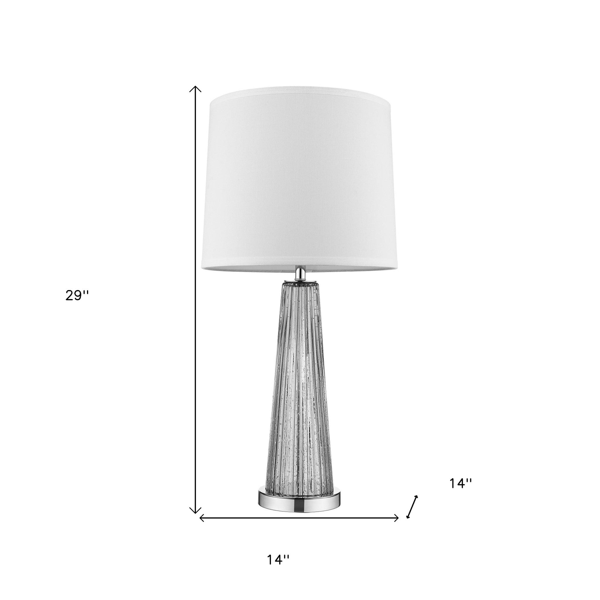 29" Silver Glass Buffet Lamp With Off White Empire Shade-Table Lamps-DECOROLALA