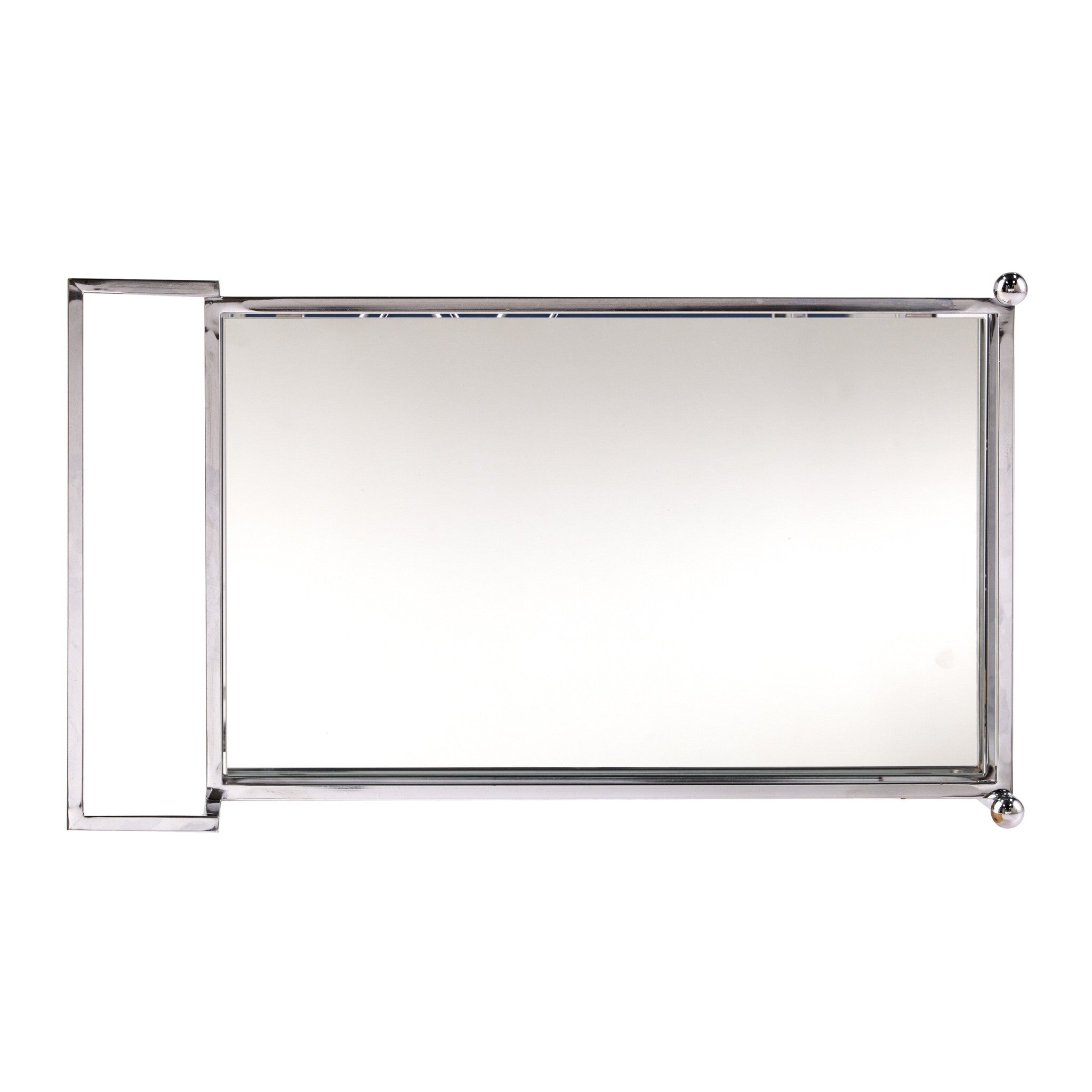 29" Silver Metal and Mirrored Glass Rolling Bar Cart With Wine Storage-Bar Carts and Servers-DECOROLALA