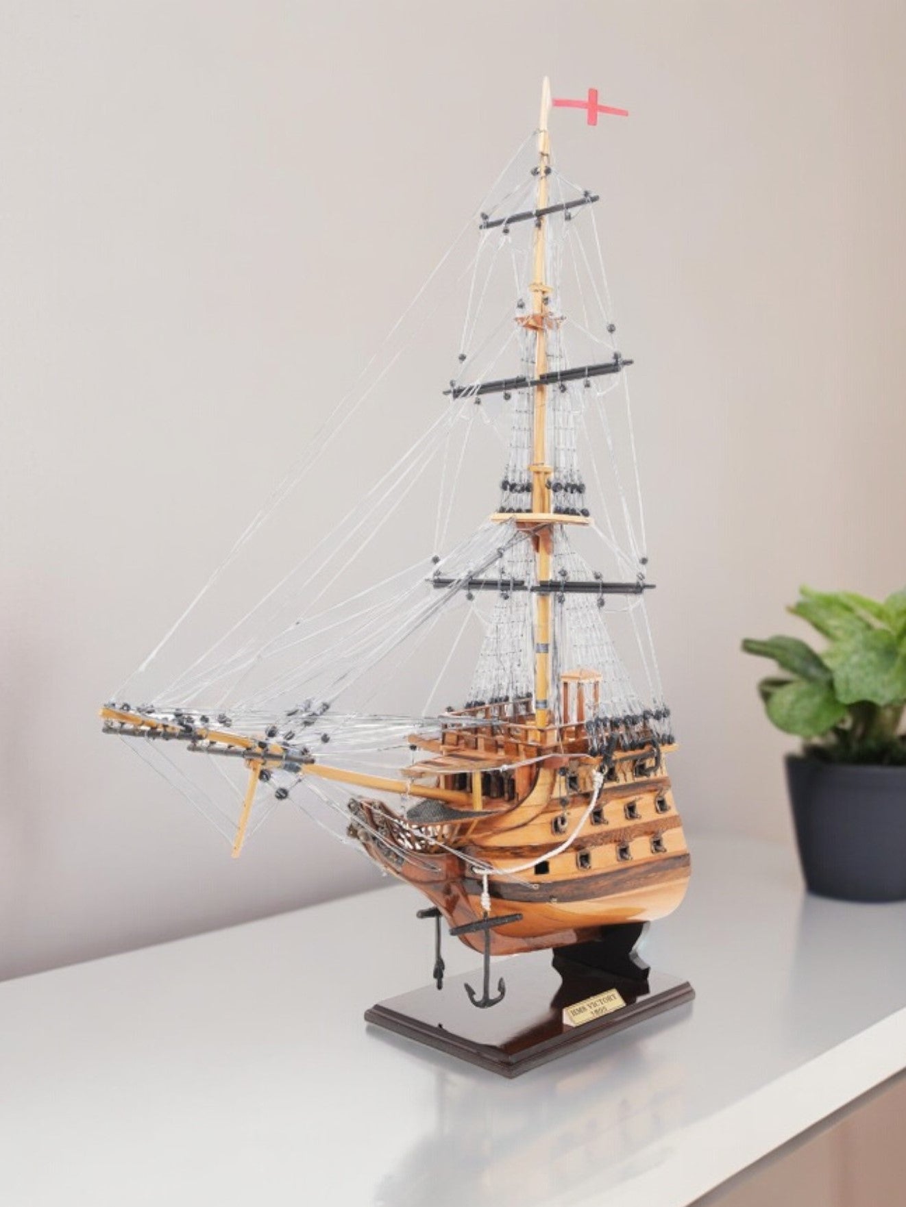 29" Wood Brown HMS Victory Bow Section Hand Painted Decorative Boat-Sculptures-DECOROLALA