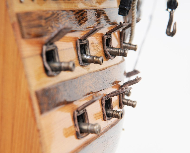 29" Wood Brown HMS Victory Bow Section Hand Painted Decorative Boat-Sculptures-DECOROLALA