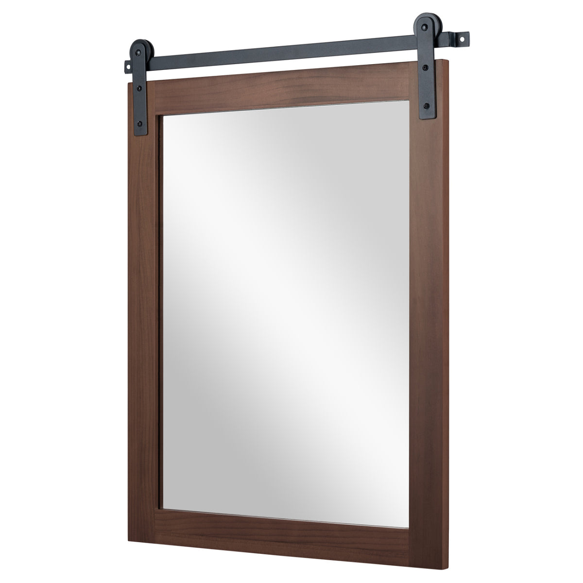 29" x 23" Rectangle Farmhouse Wall Mirror with Metal Bracket for Bathroom-Rustic Brown-Wall Mirrors-DECOROLALA