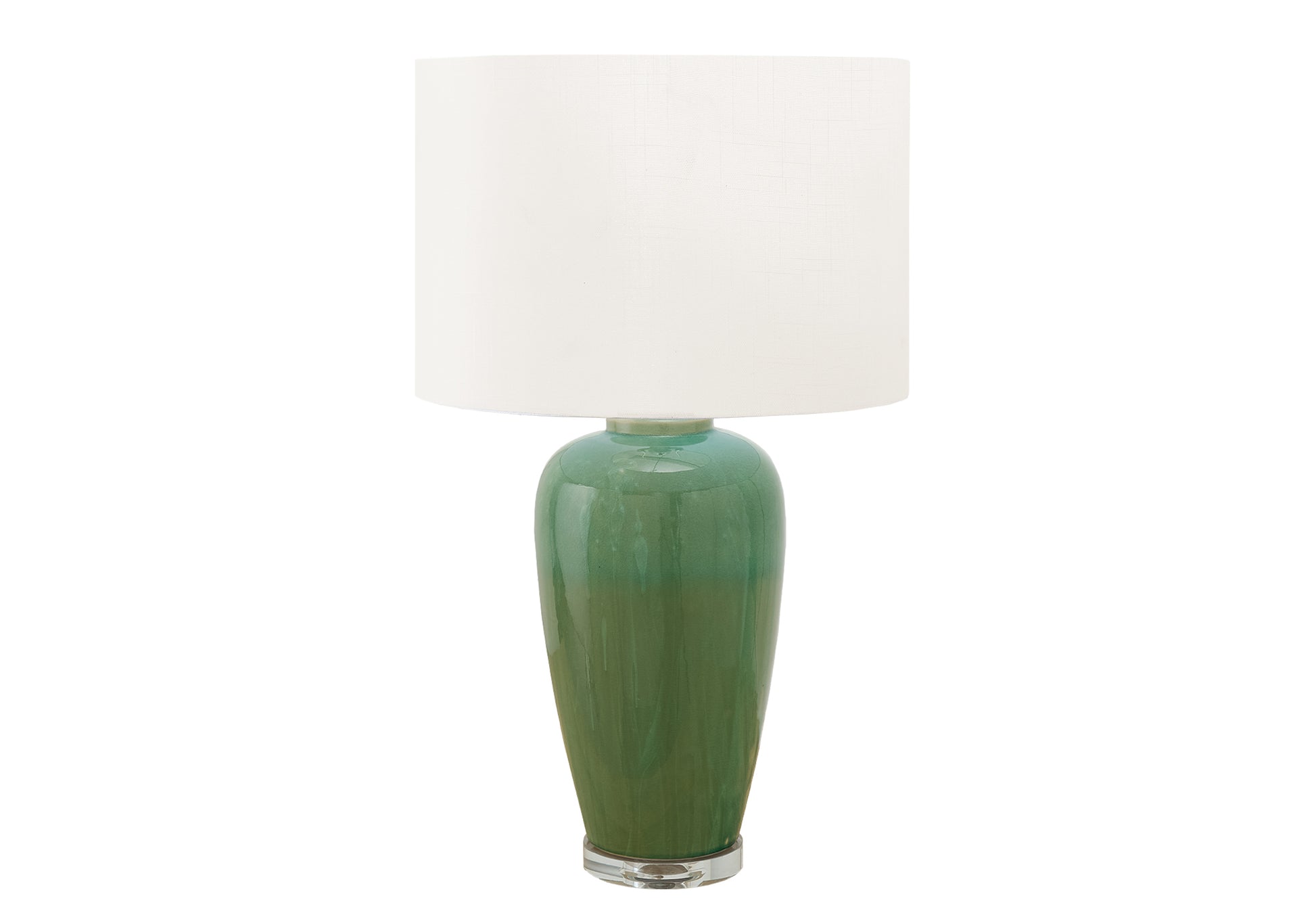29"H Green Ceramic Table Lamp with Ivory Shade-Lighting-DECOROLALA