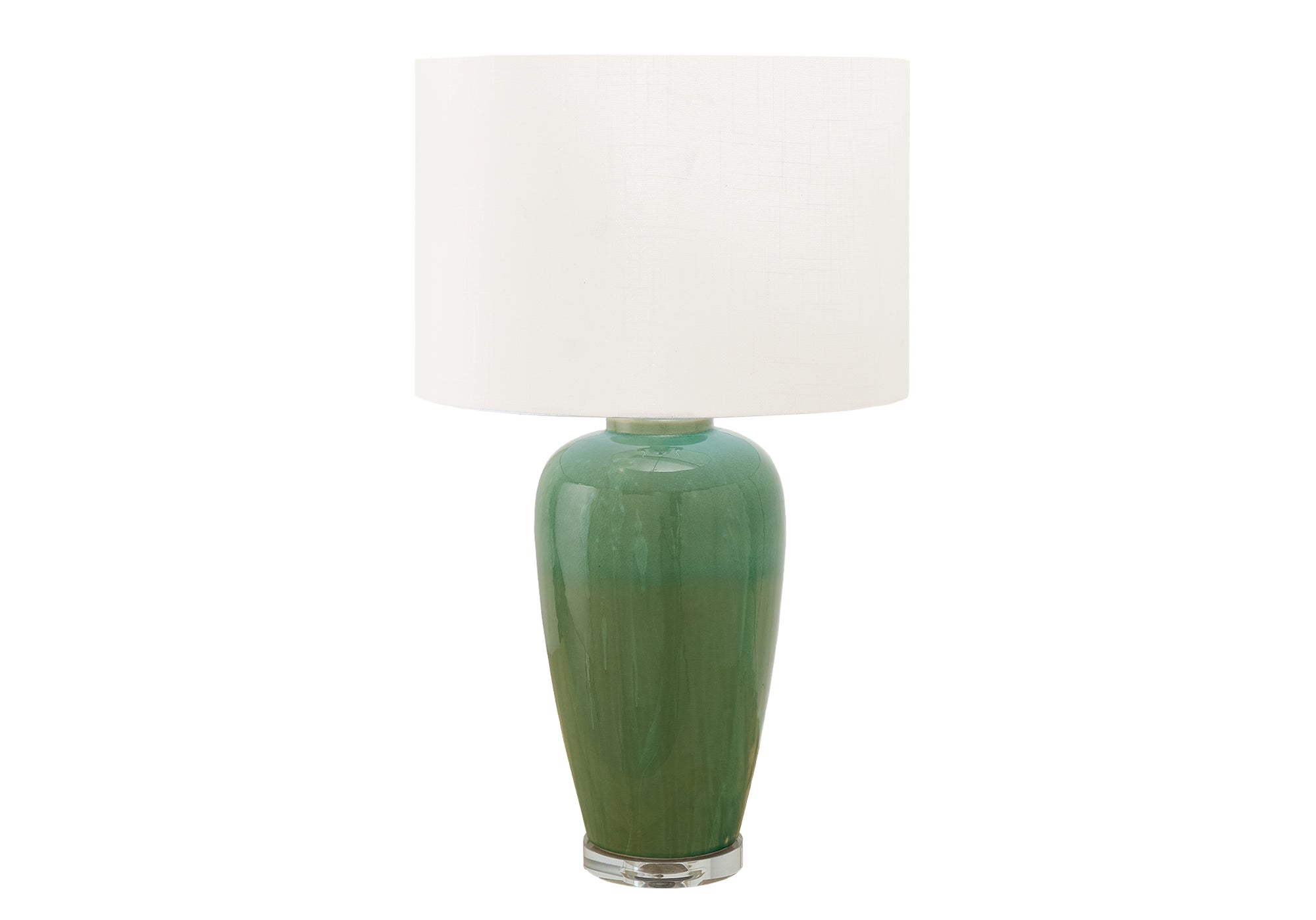 29"H Green Ceramic Table Lamp with Ivory Shade-Lighting-DECOROLALA