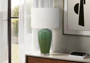 29"H Green Ceramic Table Lamp with Ivory Shade-Lighting-DECOROLALA