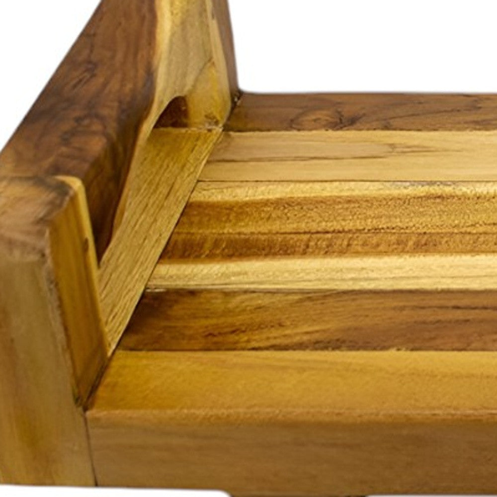 29"W Natural Teak Bath Tray and Seat with Handles-Shower Benches-DECOROLALA