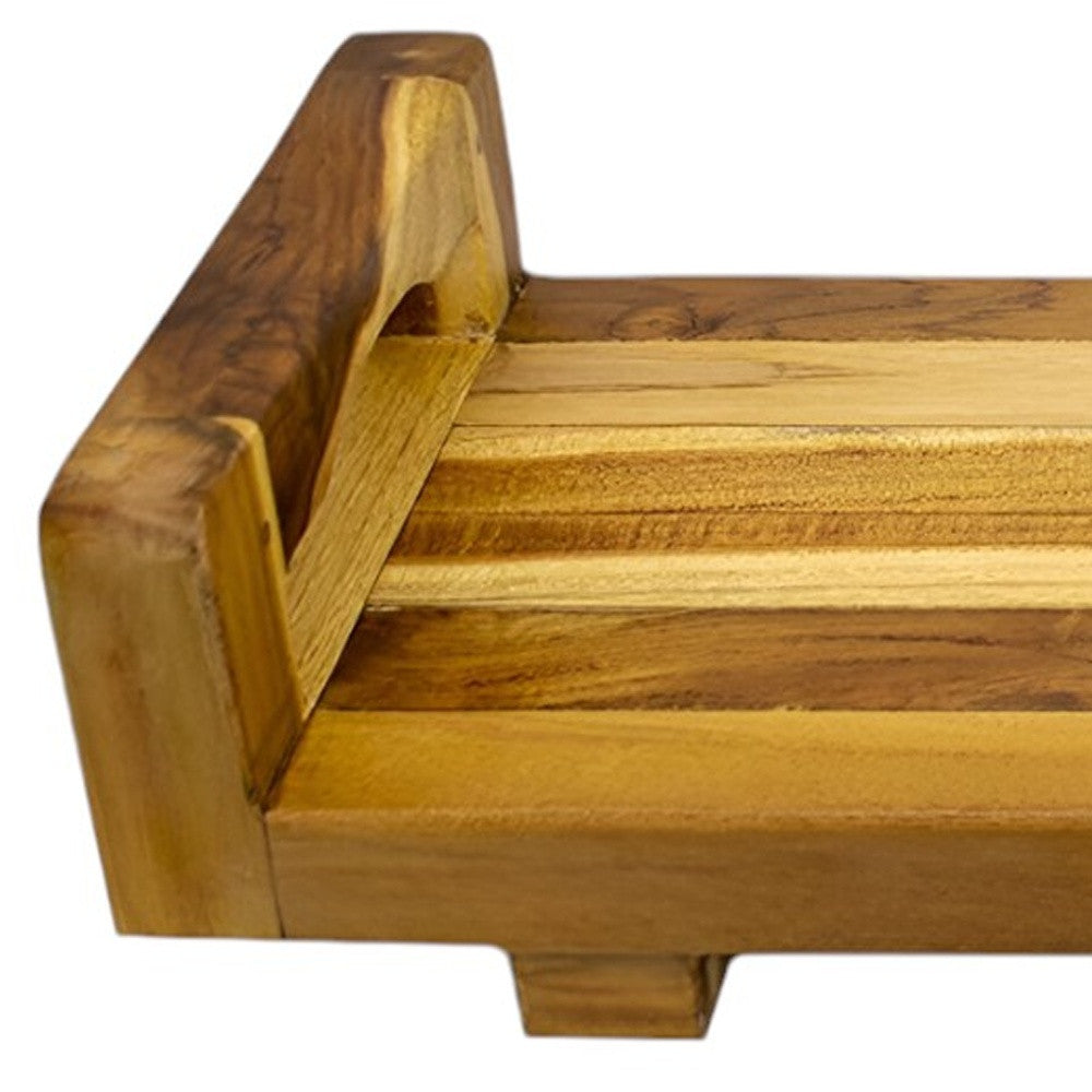 29"W Natural Teak Bath Tray and Seat with Handles-Shower Benches-DECOROLALA