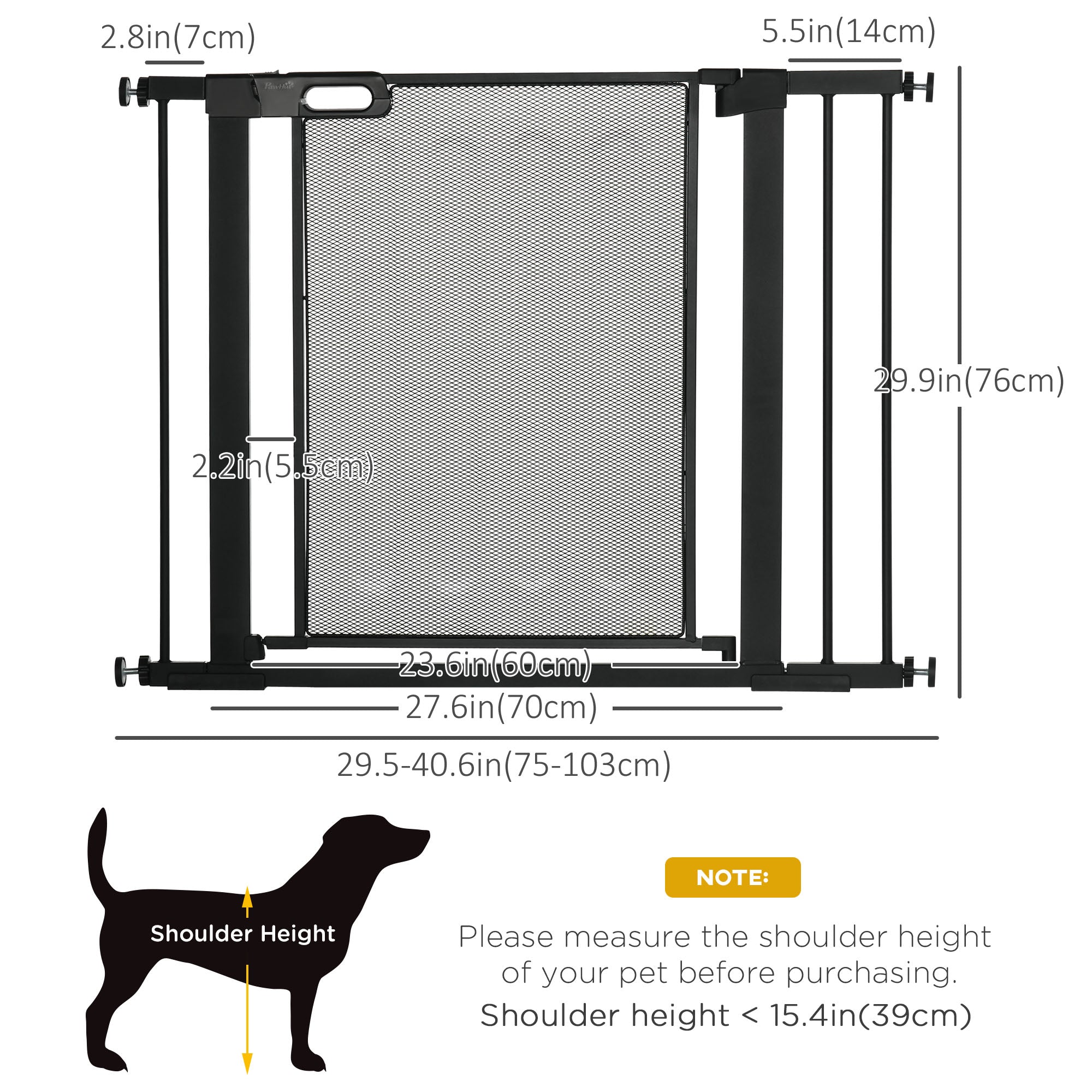 29.5"-40.6" Metal Pet Gate, Dog Gate with Auto Closing Door, Double Locking, for Doorways, Stairs, Hallways, Black-Dogs-DECOROLALA