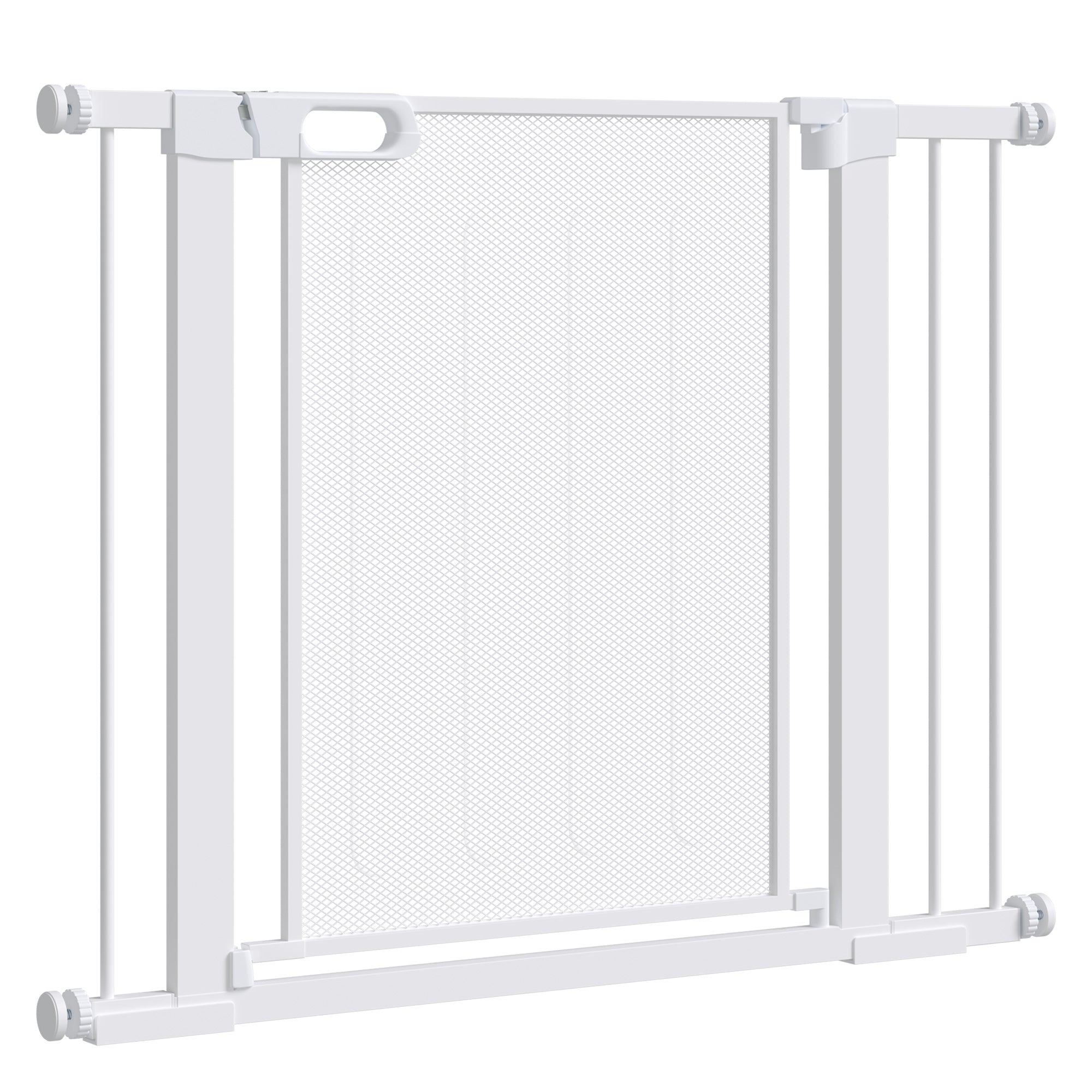 29.5"-40.6" Metal Pet Gate, Dog Gate with Auto Closing Door, Double Locking, for Doorways, Stairs, Hallways, White-Dogs-DECOROLALA