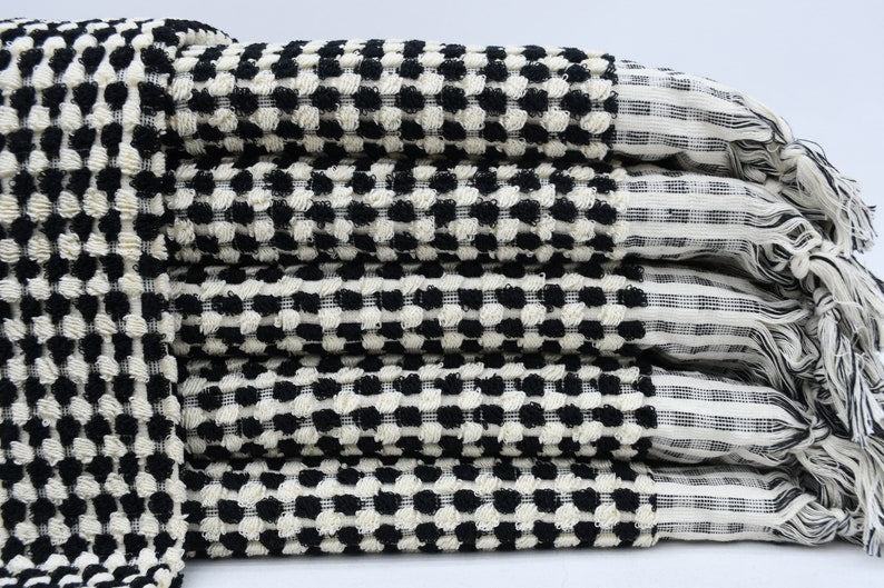 BUBBLE BLACK TERRY TURKISH TOWEL-Turkish Towel-DECOROLALA