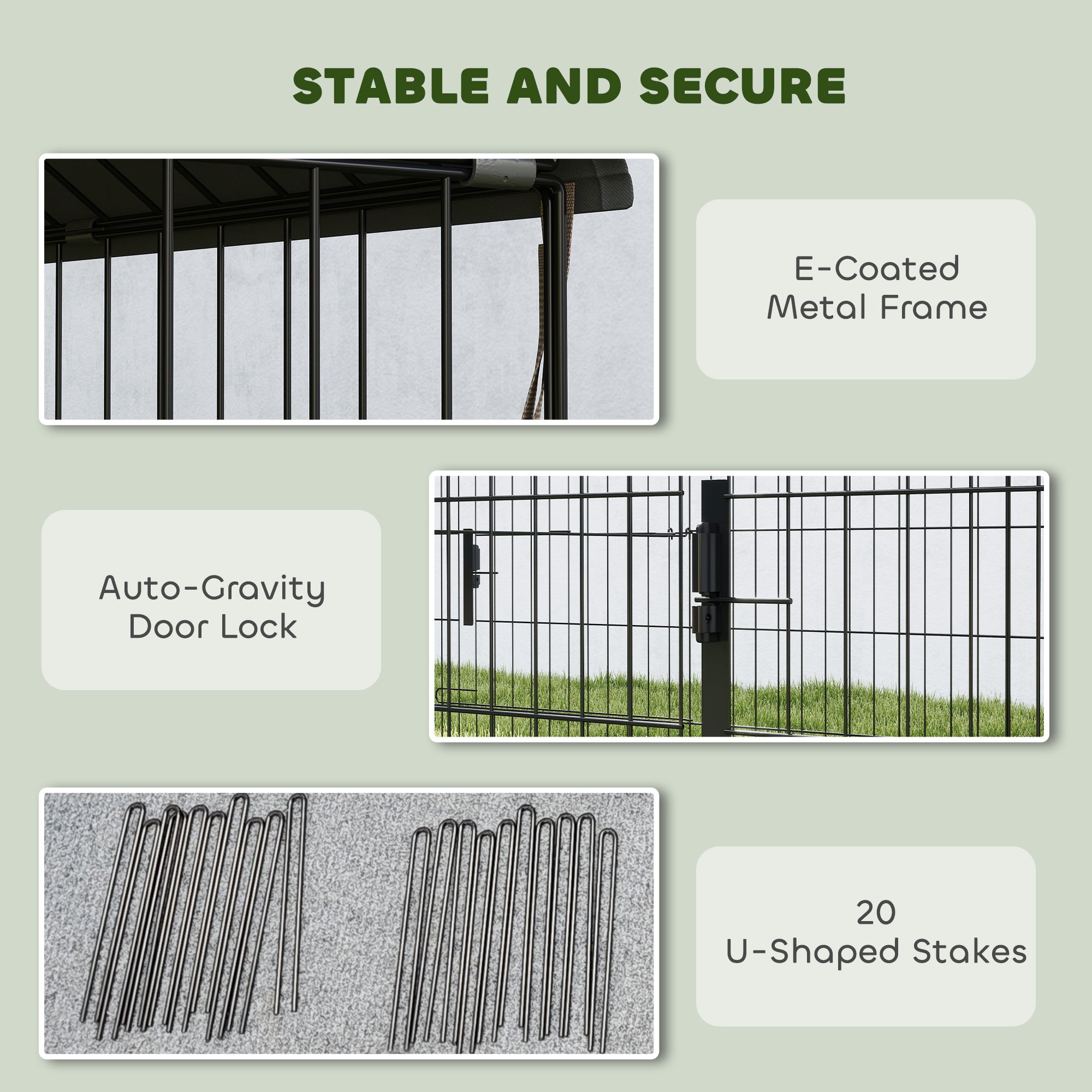 Metal Chicken Coop with UV-Resistant Cover for Hens, Rabbits, Ducks, Geese, 168.5" x 42.1" x 43.7", Grey