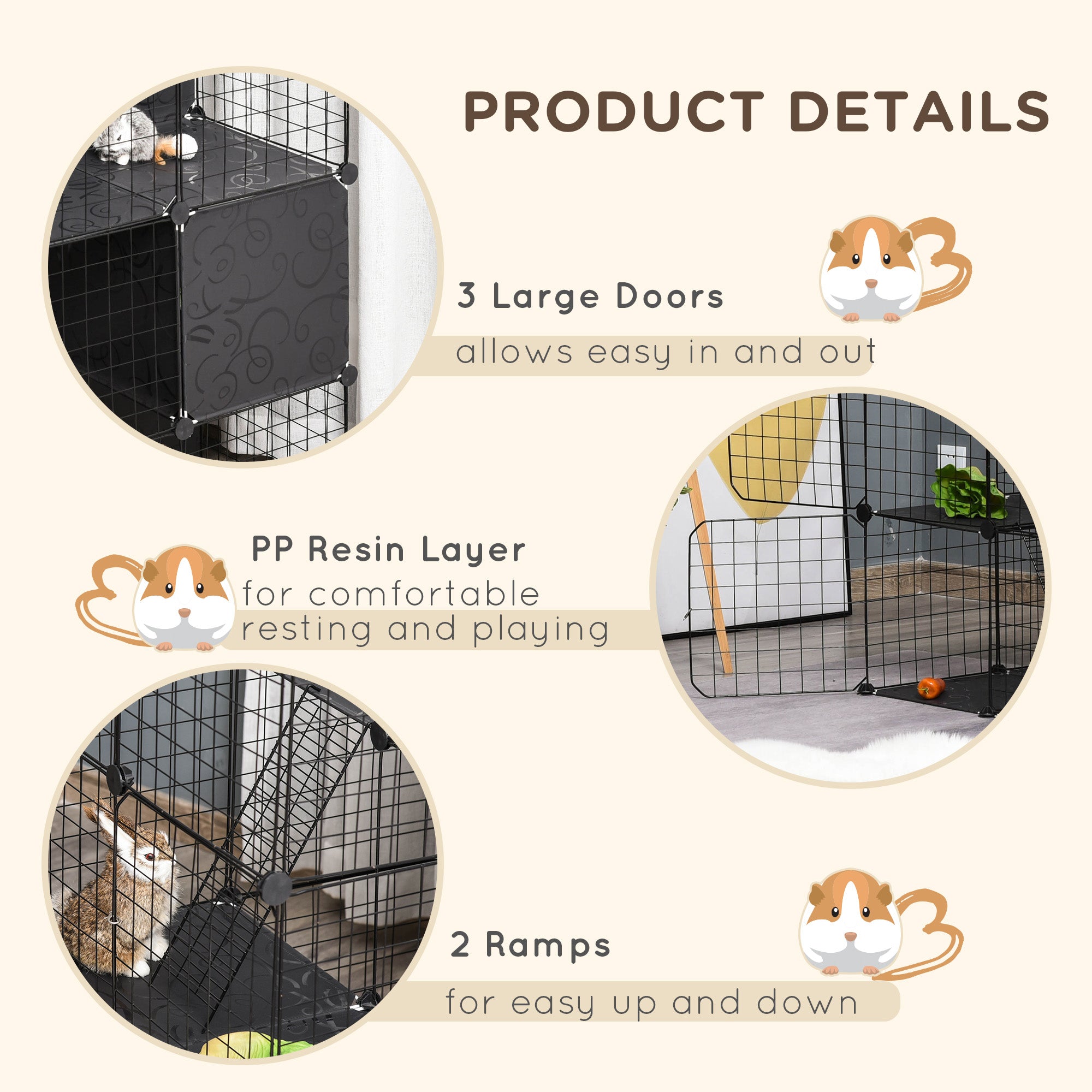 Parc de jeu pour animaux composé de 56 panneaux, petite cage pour lapin